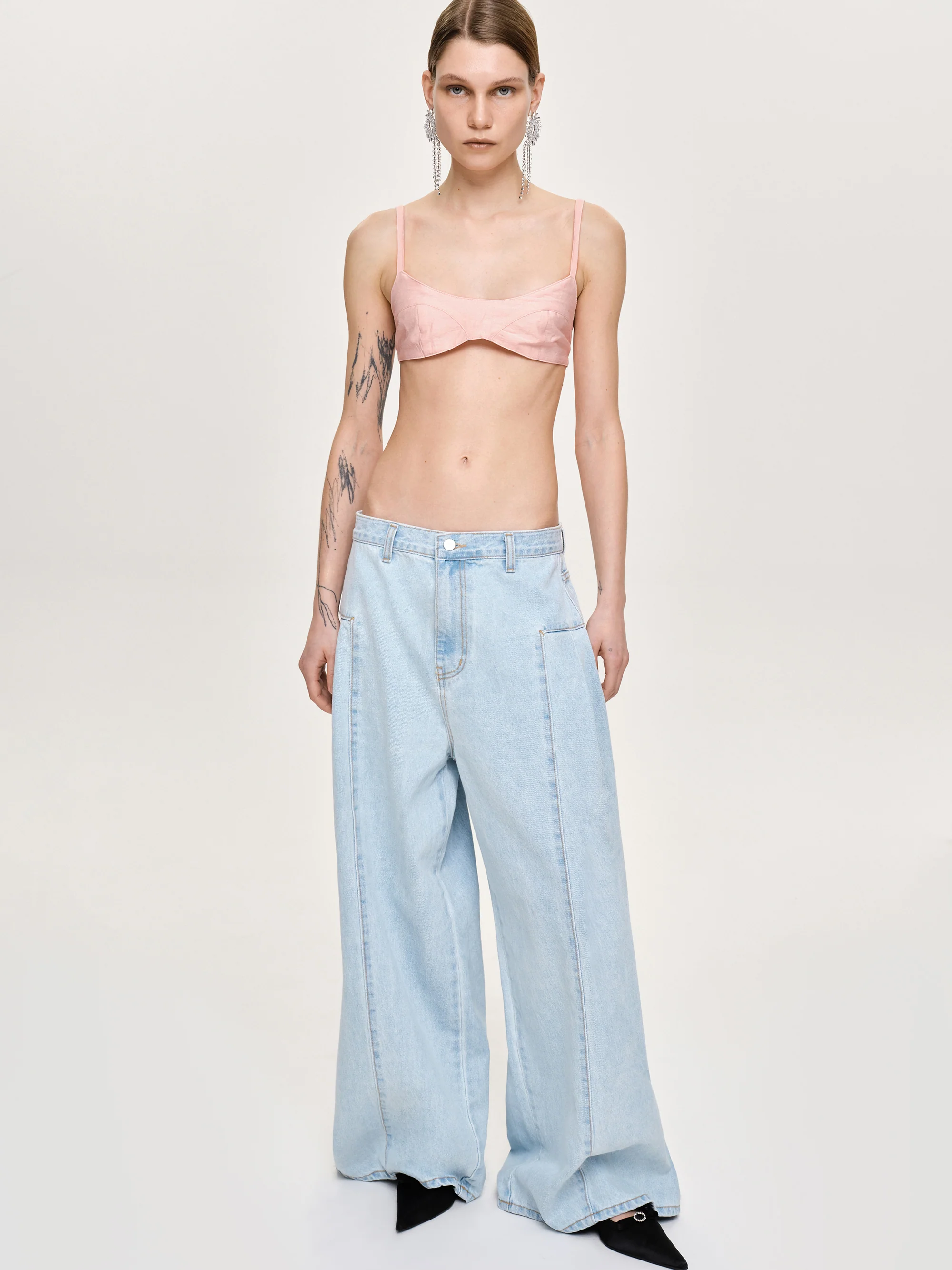 Double Side Oversized Jeans, Light Blue - Image 4