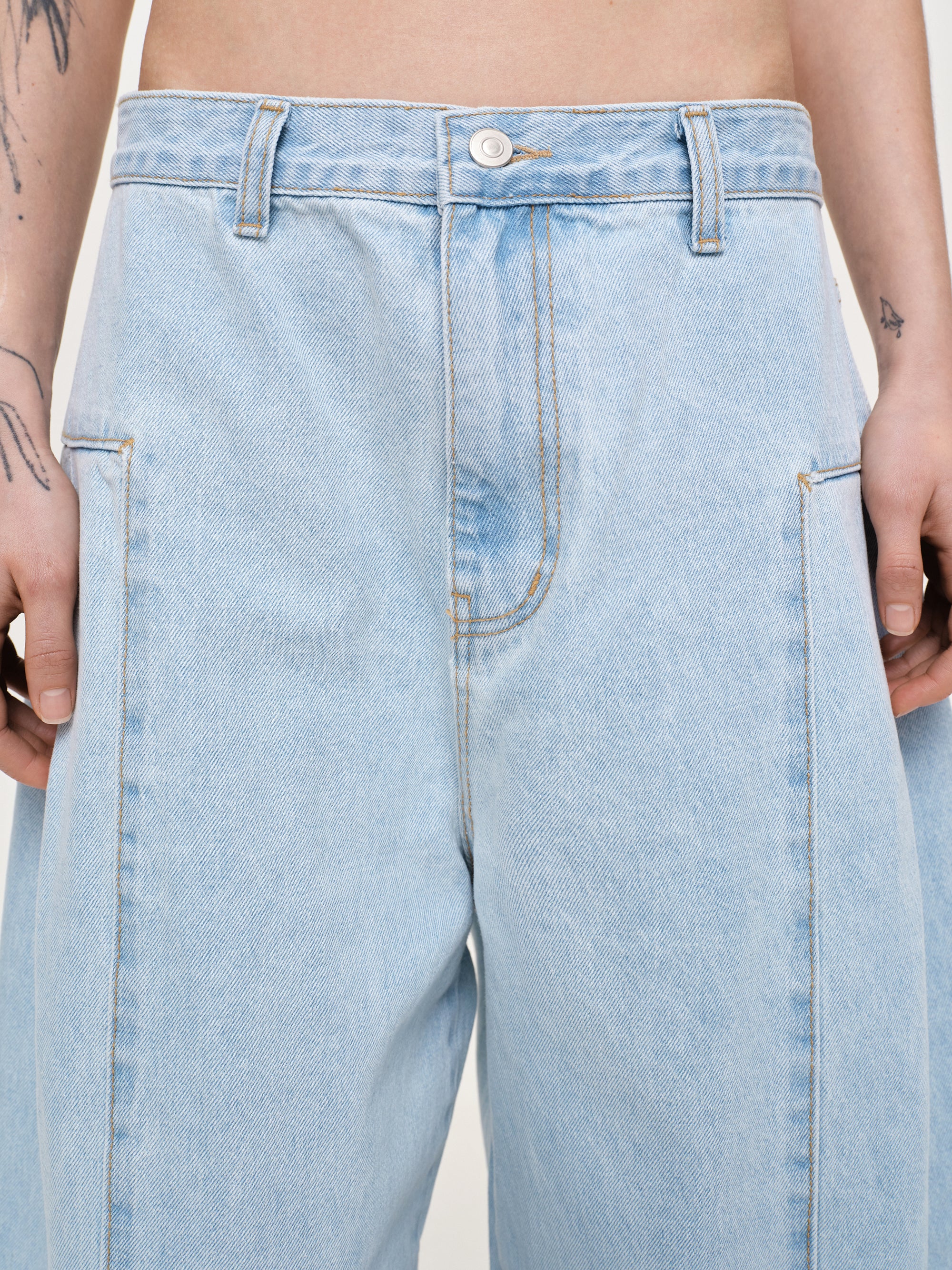 Double Side Oversized Jeans, Light Blue - Image 5
