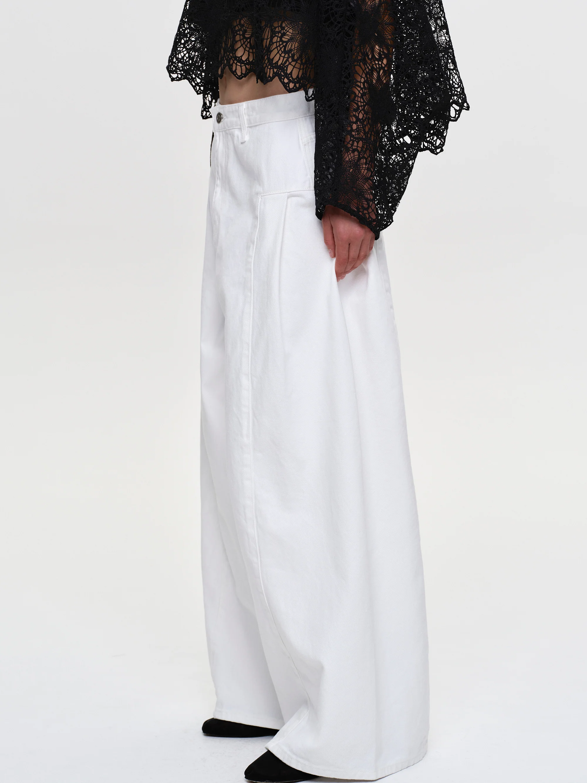 Double Side Oversized Jeans, White - Image 2