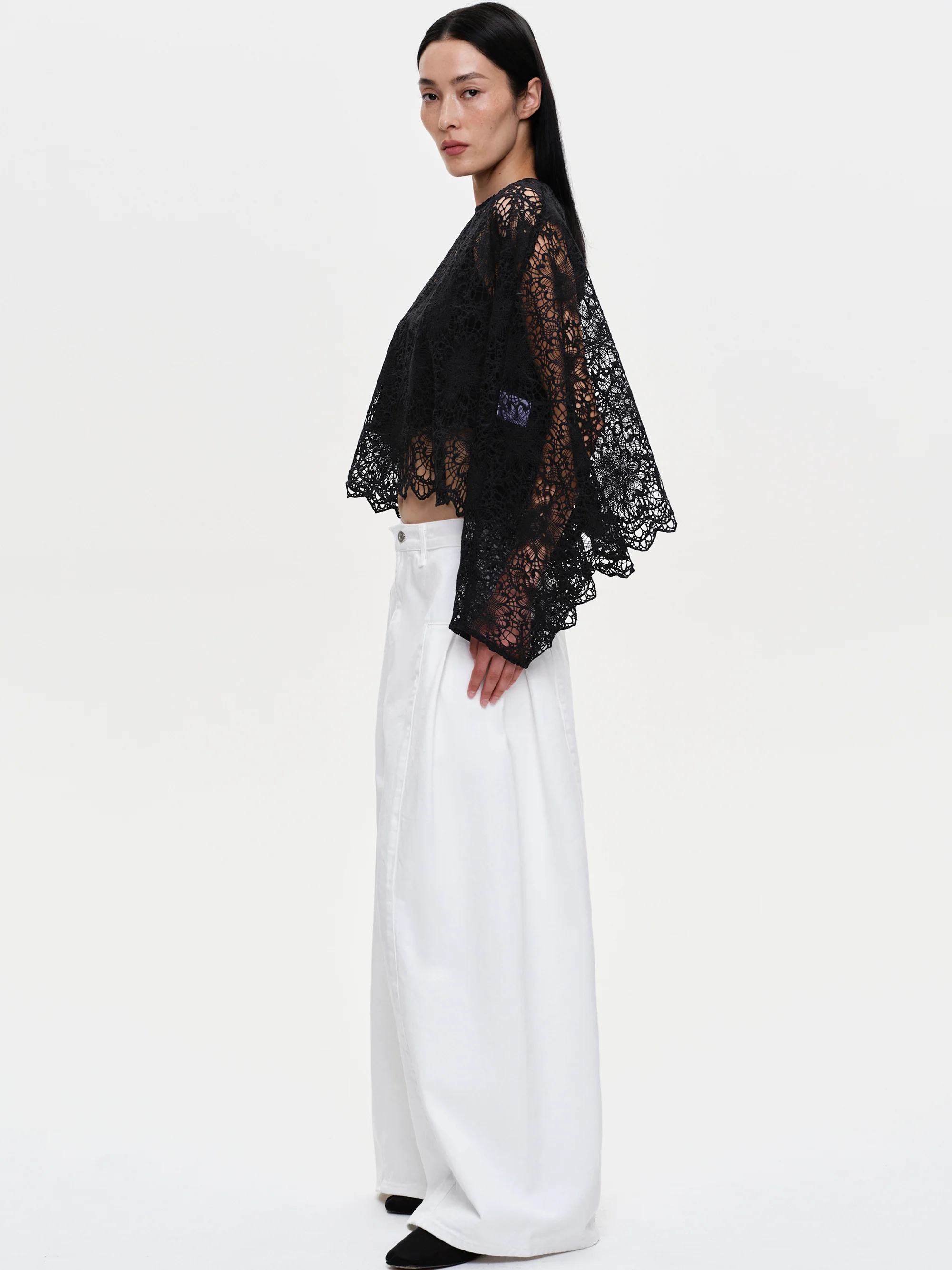 Double Side Oversized Jeans, White - Image 4