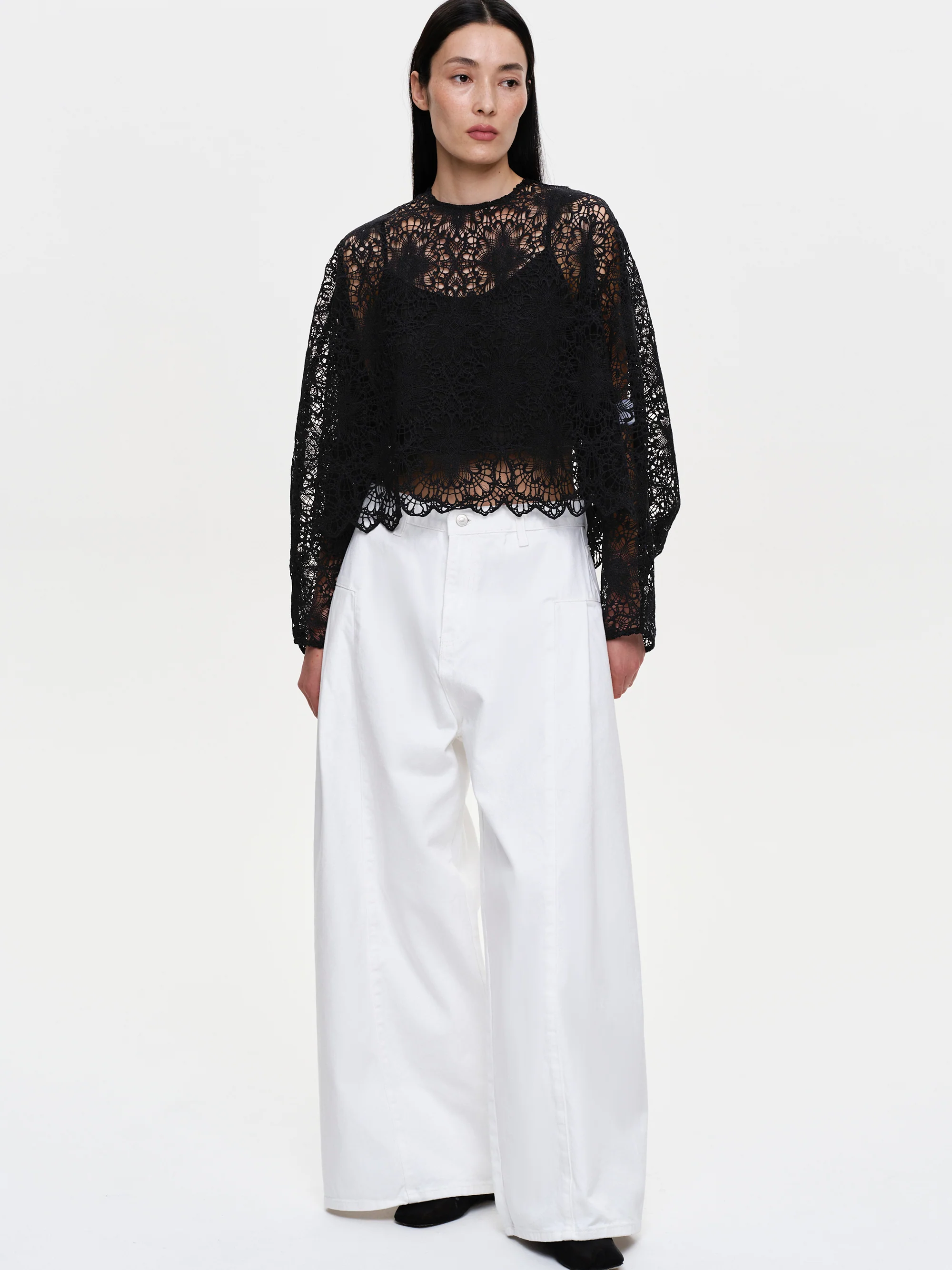 Double Side Oversized Jeans, White - Image 5