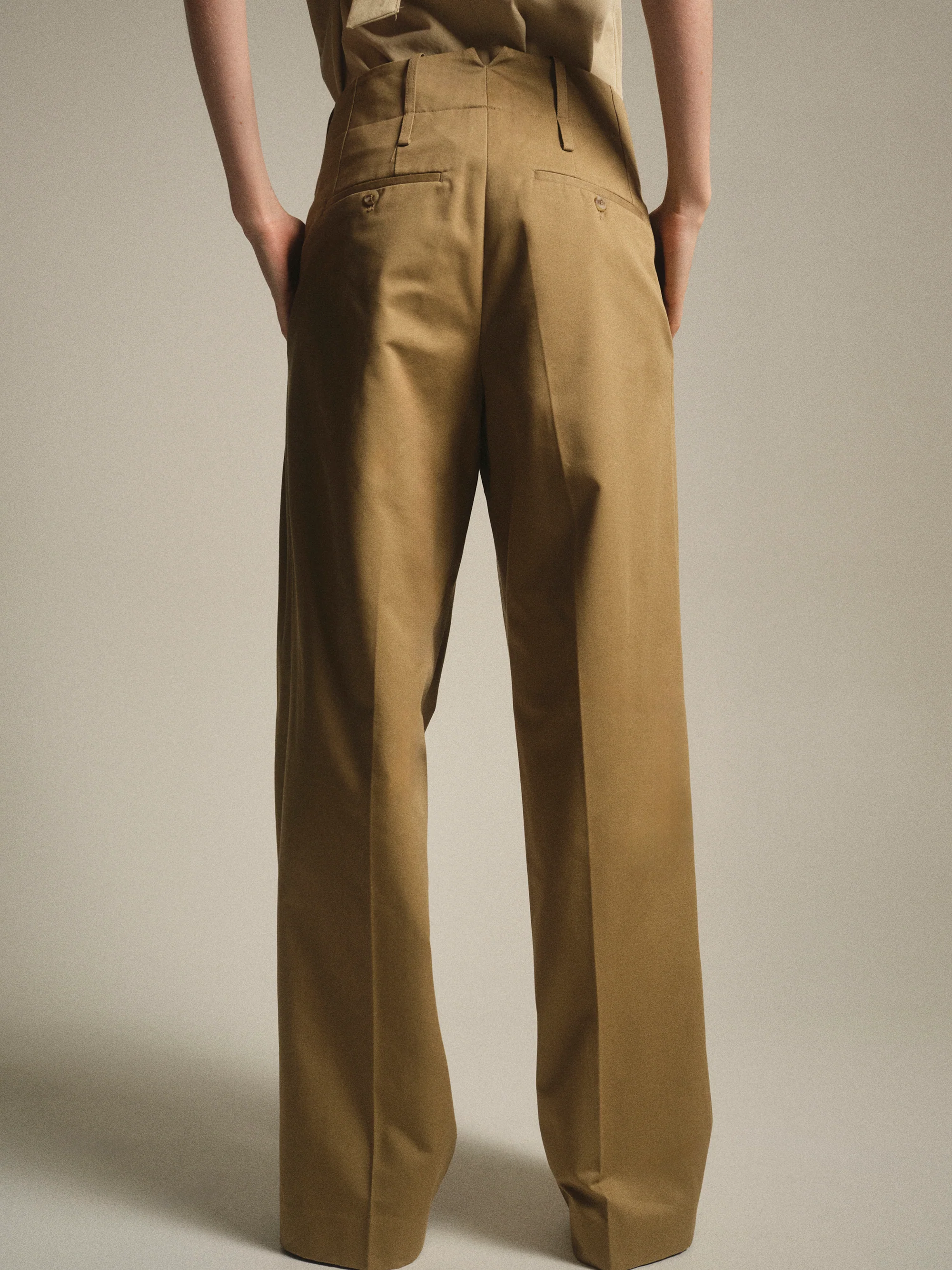 Double Waistband Chino Trousers, Beige - Image 2