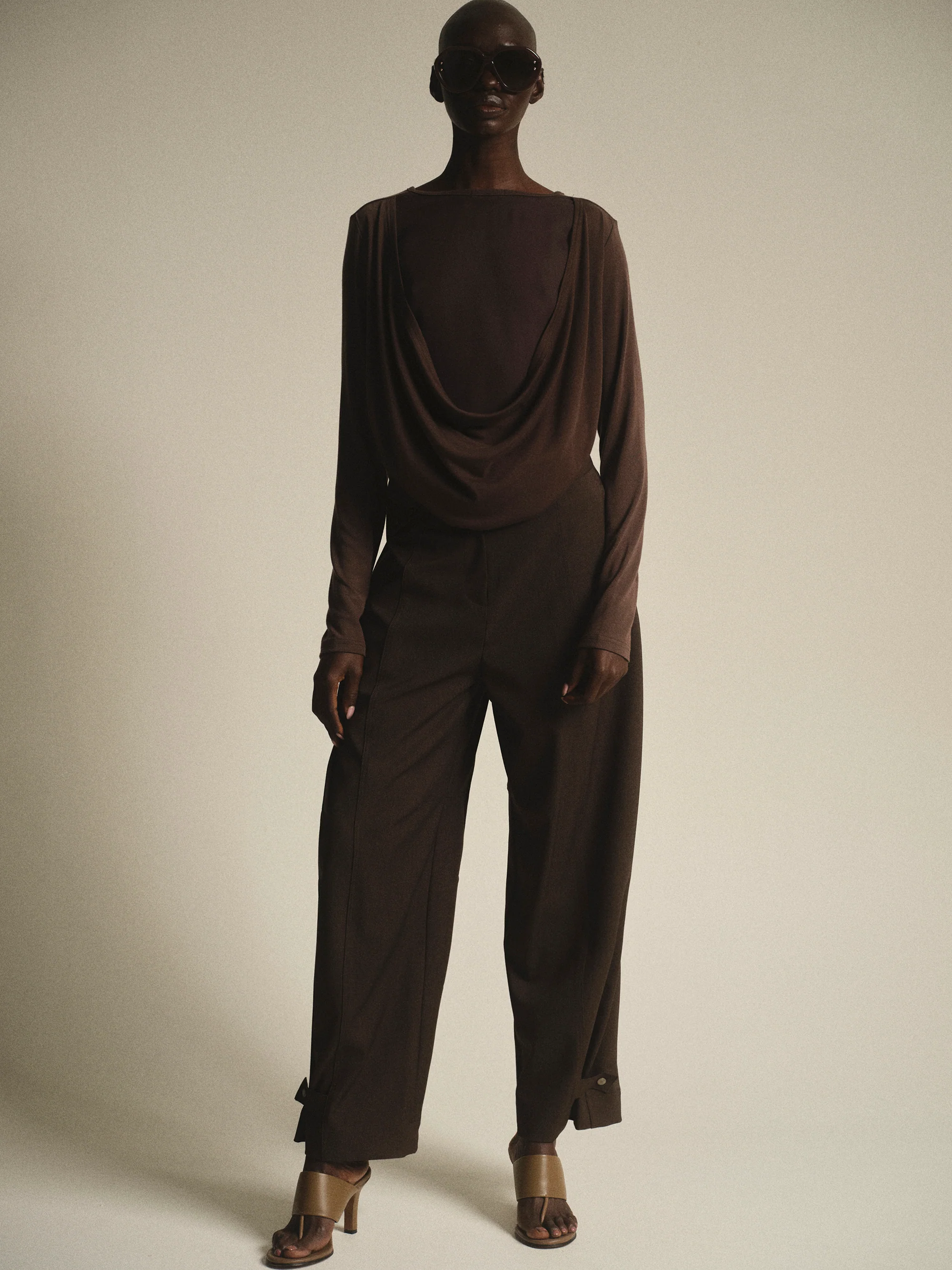 Drape-Back Tee, Chocolate - Image 2