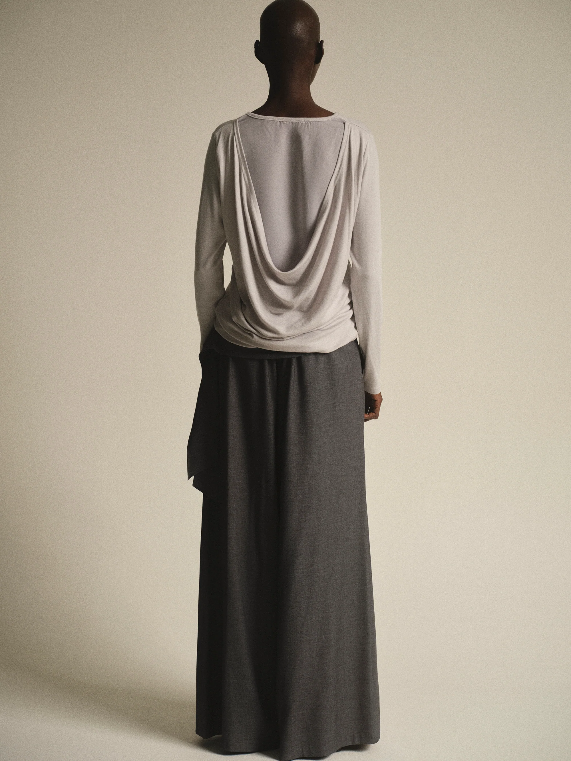 Drape-Back Tee, Light Grey - Image 6