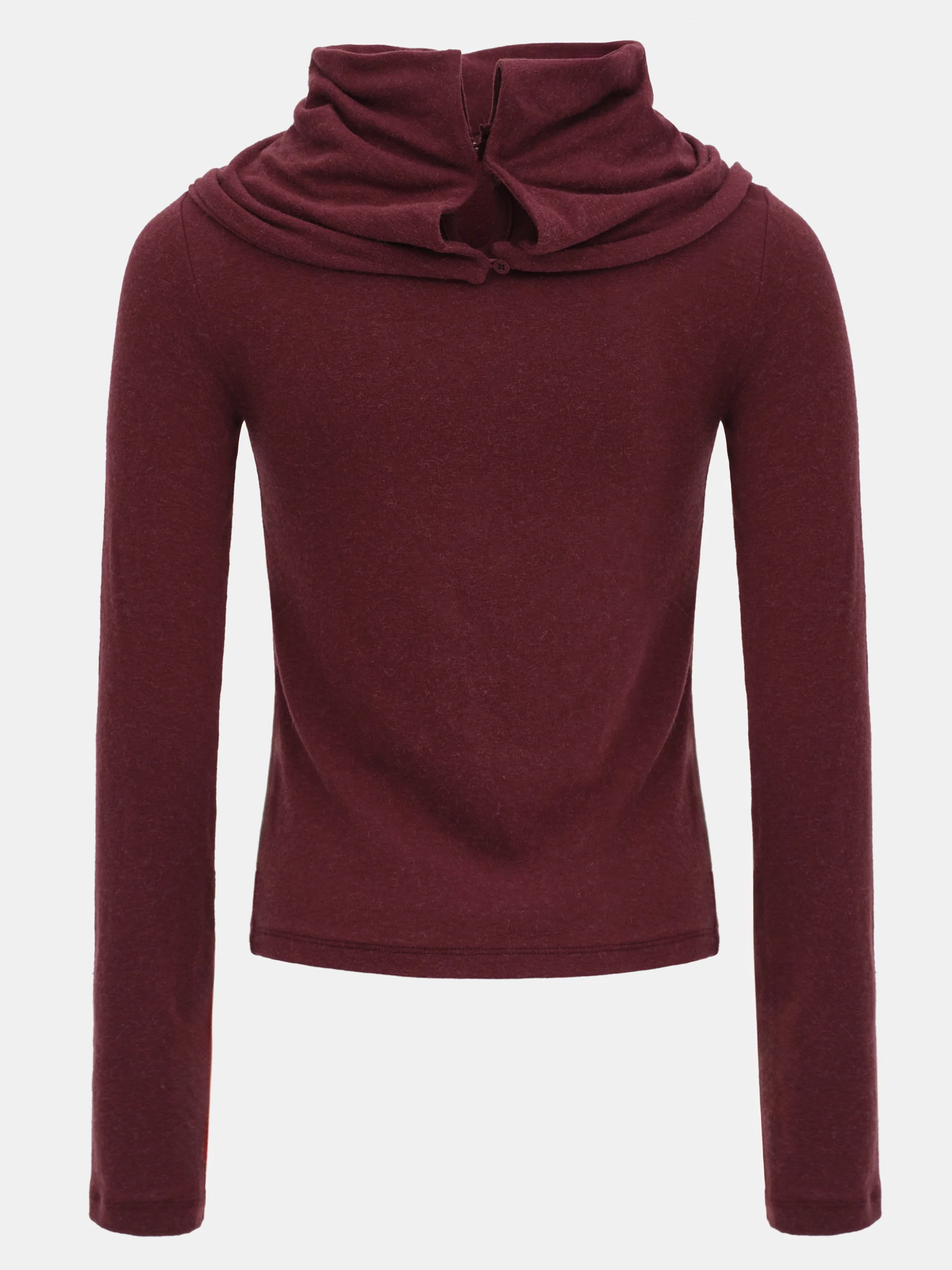 Draped High Neck Top, Burgundy - Image 5