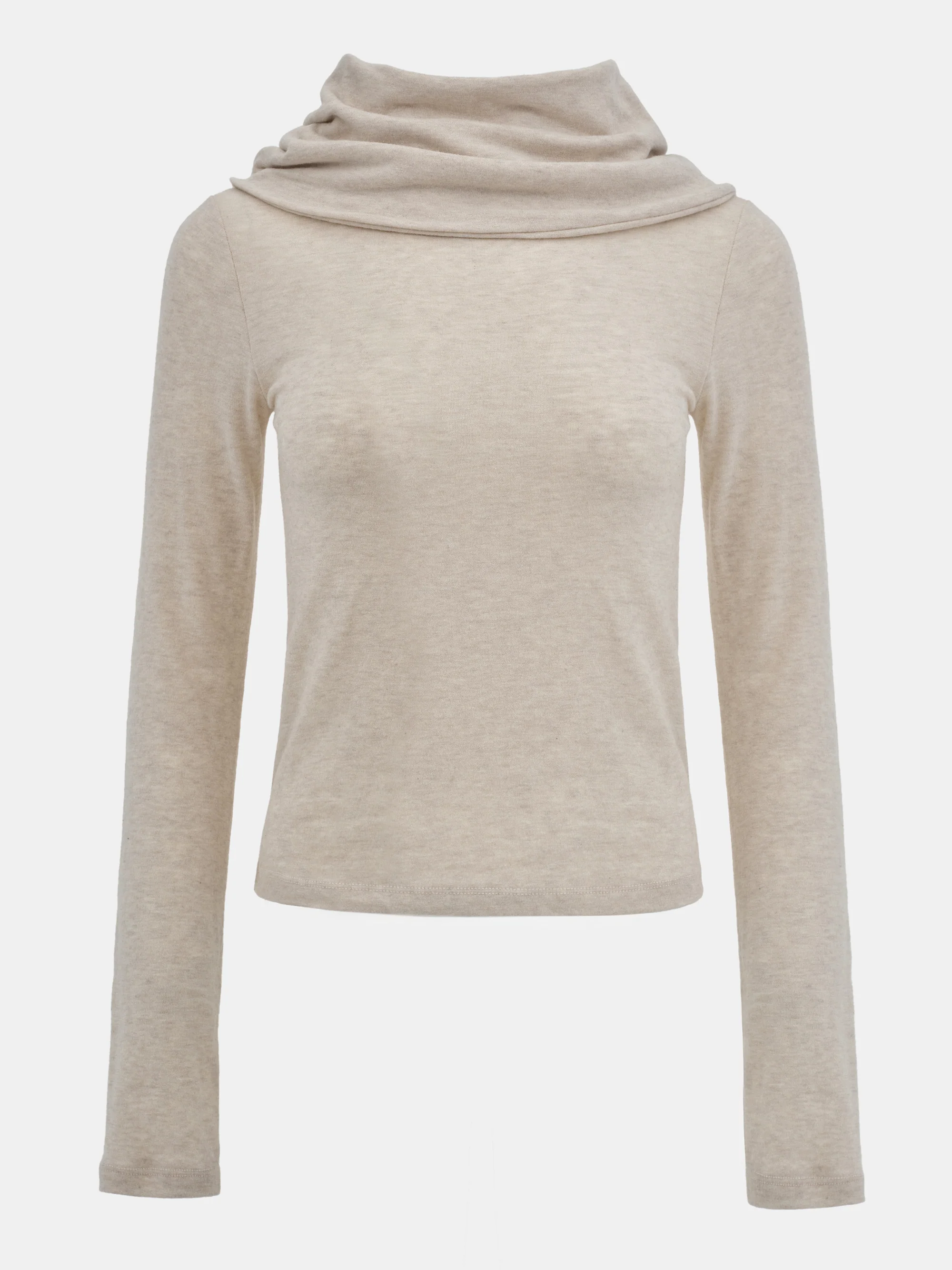Draped High Neck Top, Ivory - Image 4