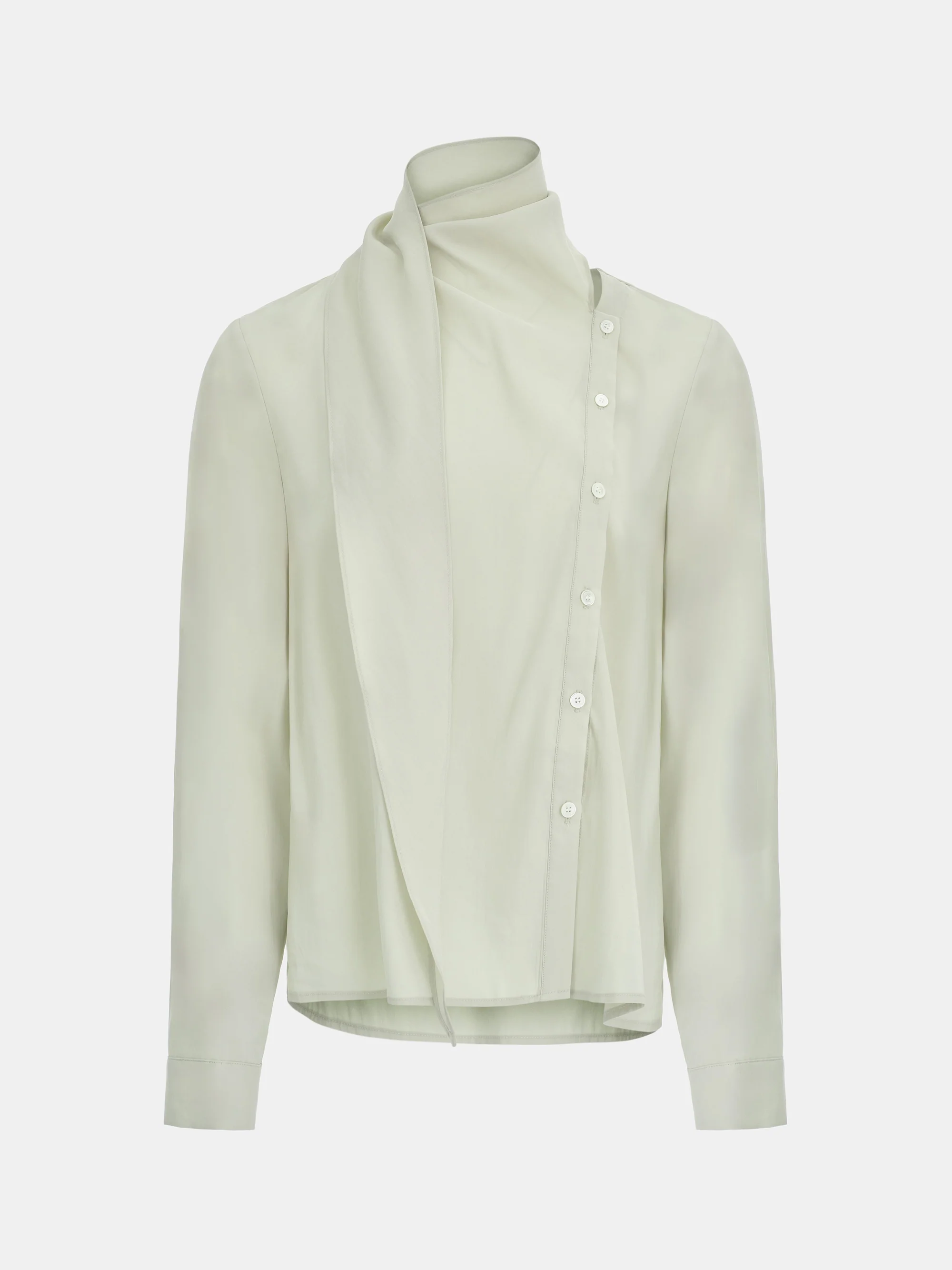 Draped Scarf Blouse, Beige - Image 5