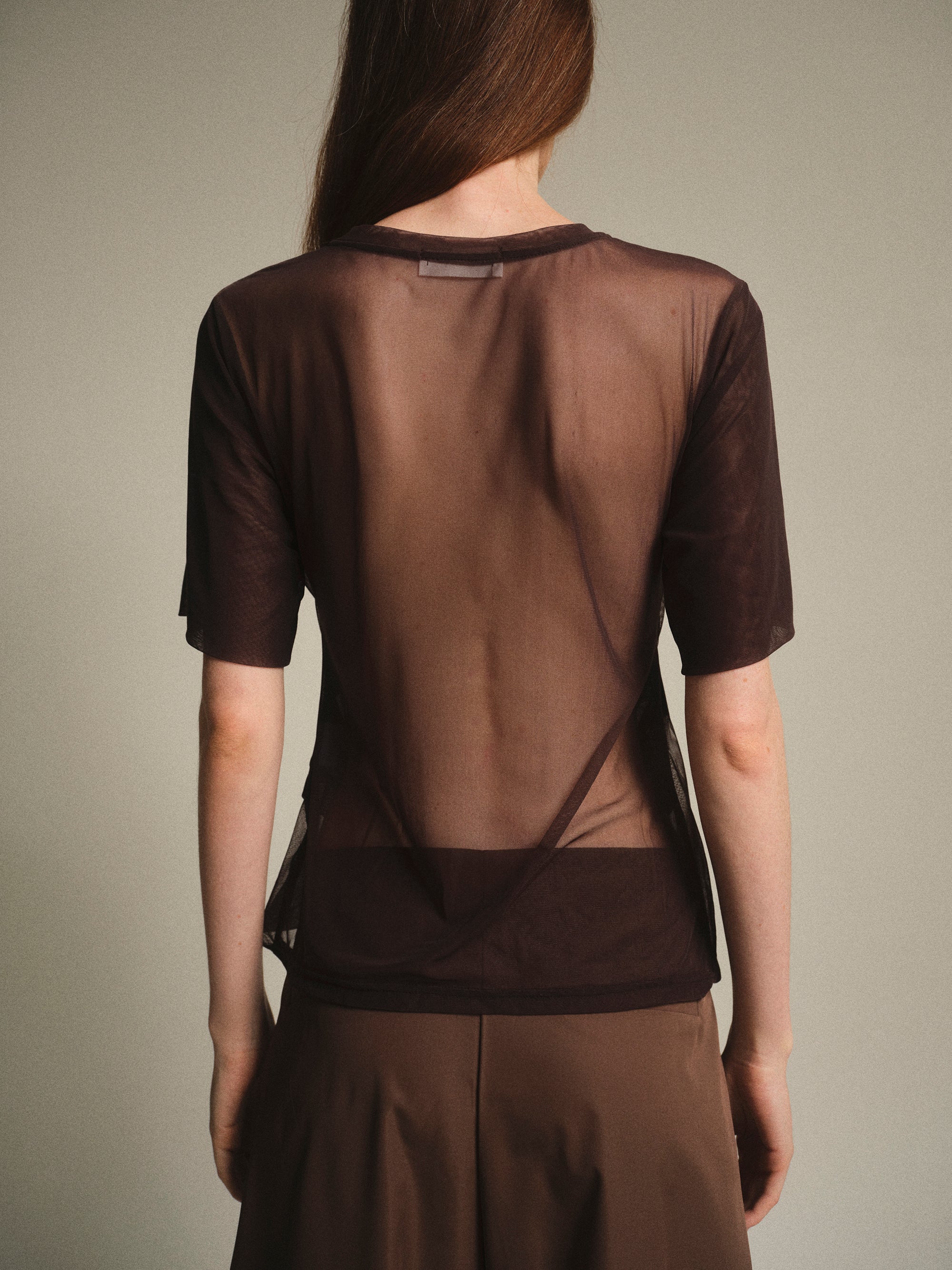 Draped T-Shirt, Burgundy - Image 2