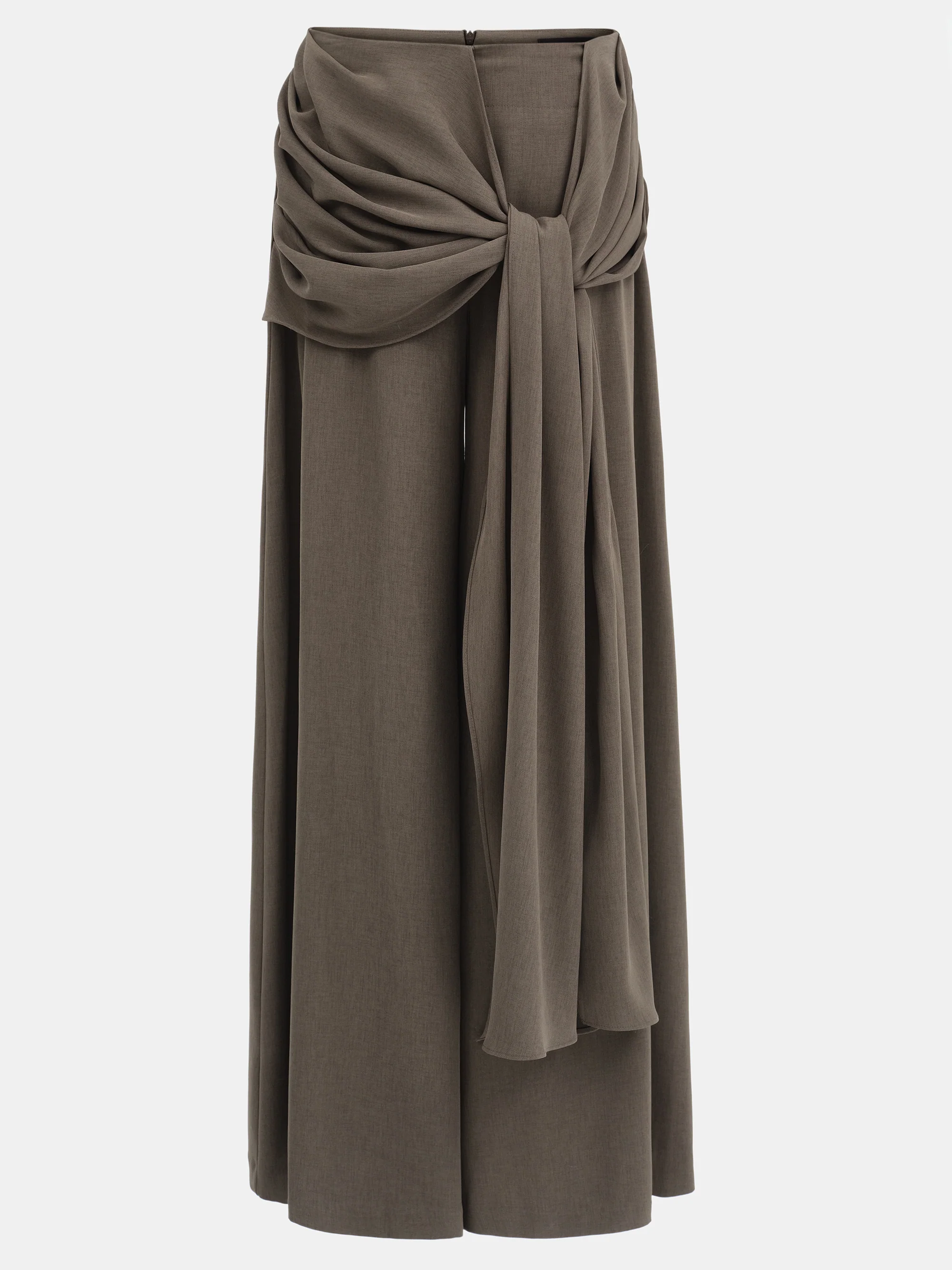 Draped Tie-Waist Trousers, Brown - Image 6
