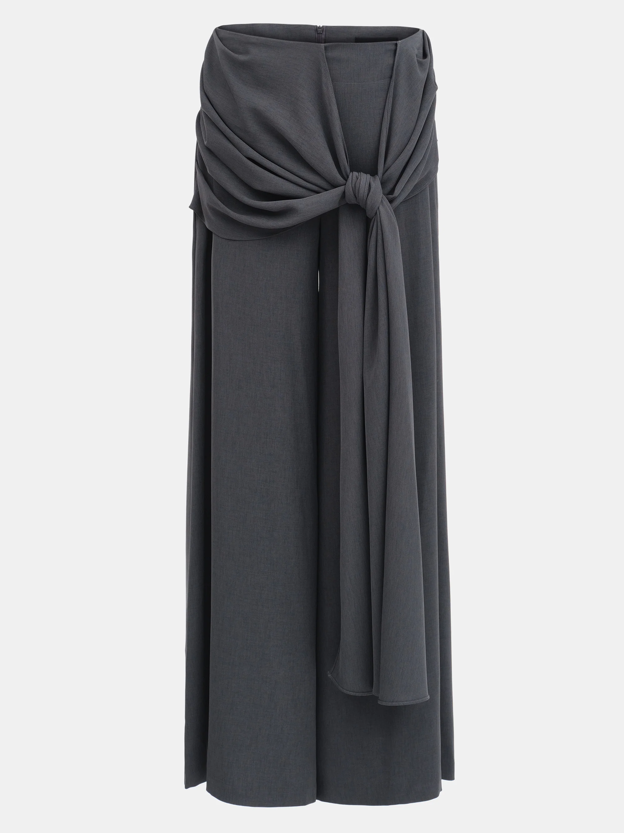 Draped Tie-Waist Trousers, Charcoal - Image 6