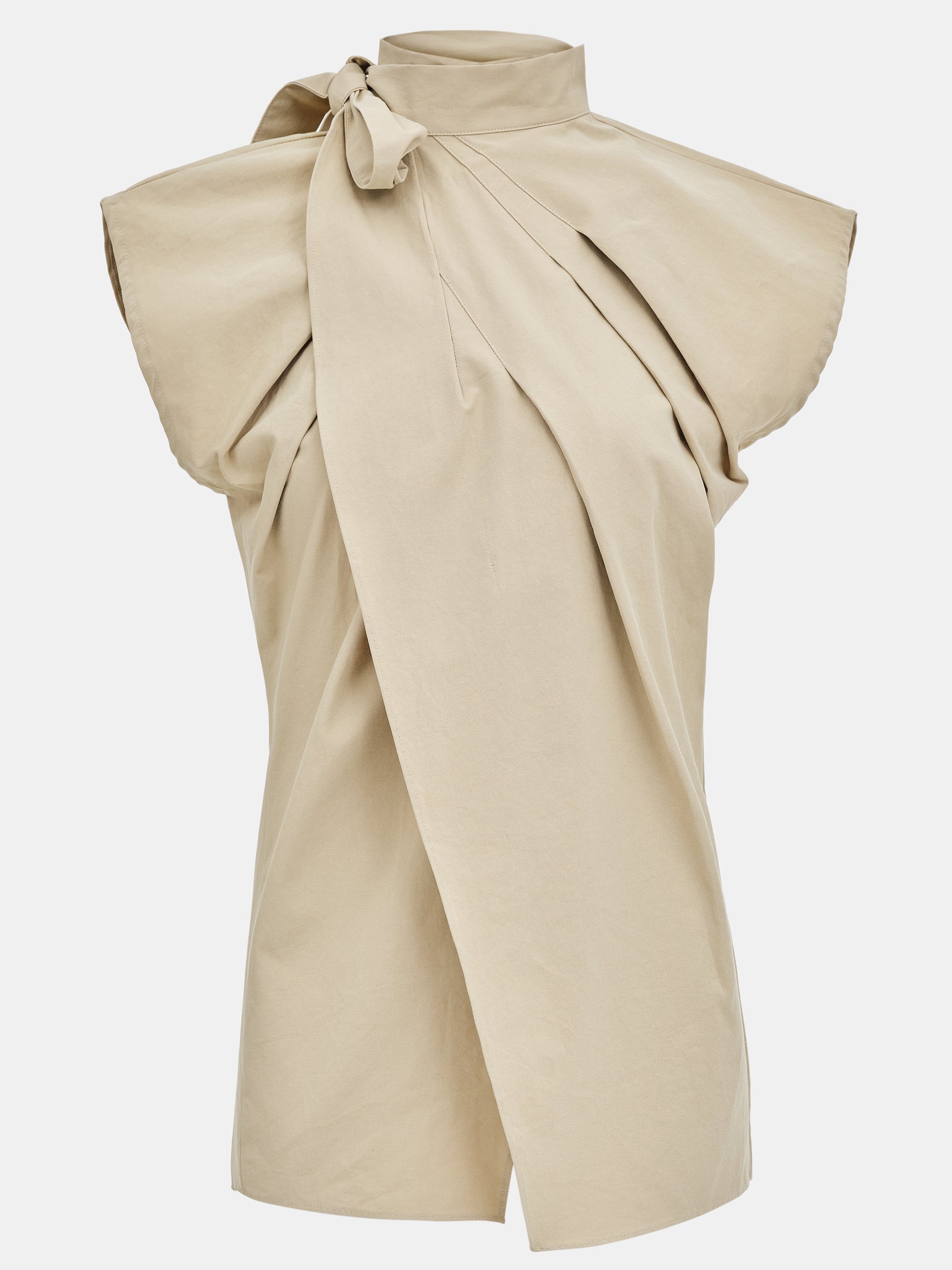 Draped Wrap Shirt, Beige - Image 5