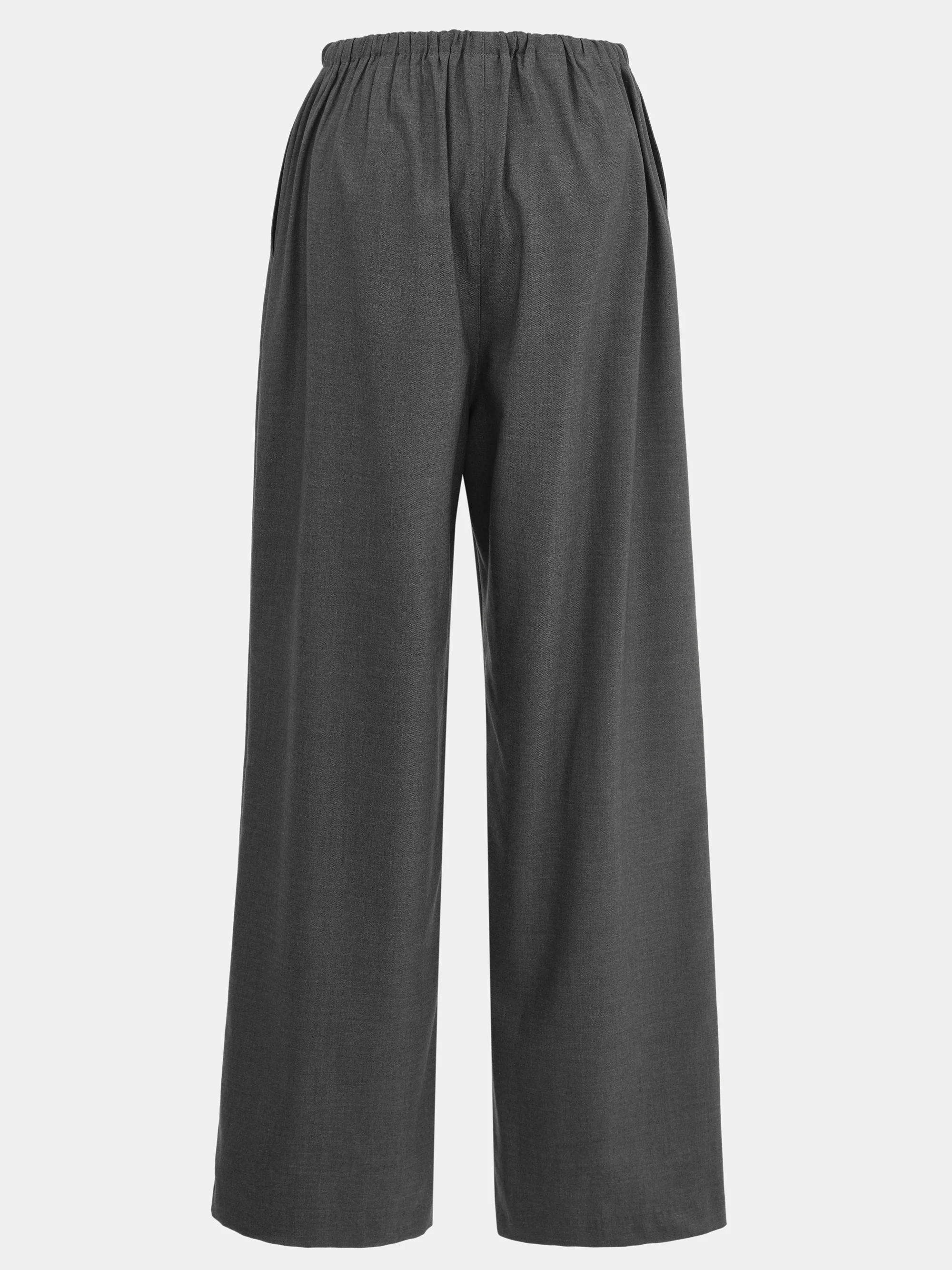 Drawstring Flannel Trousers, Grey - Image 6