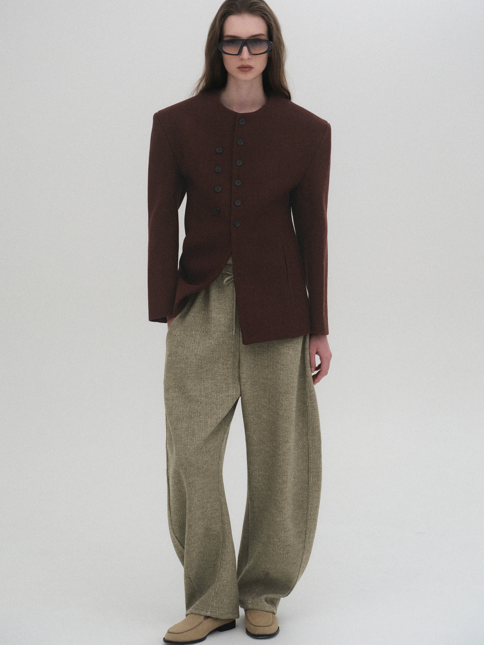 Drawstring Knitted Pants, Taupe - Image 2