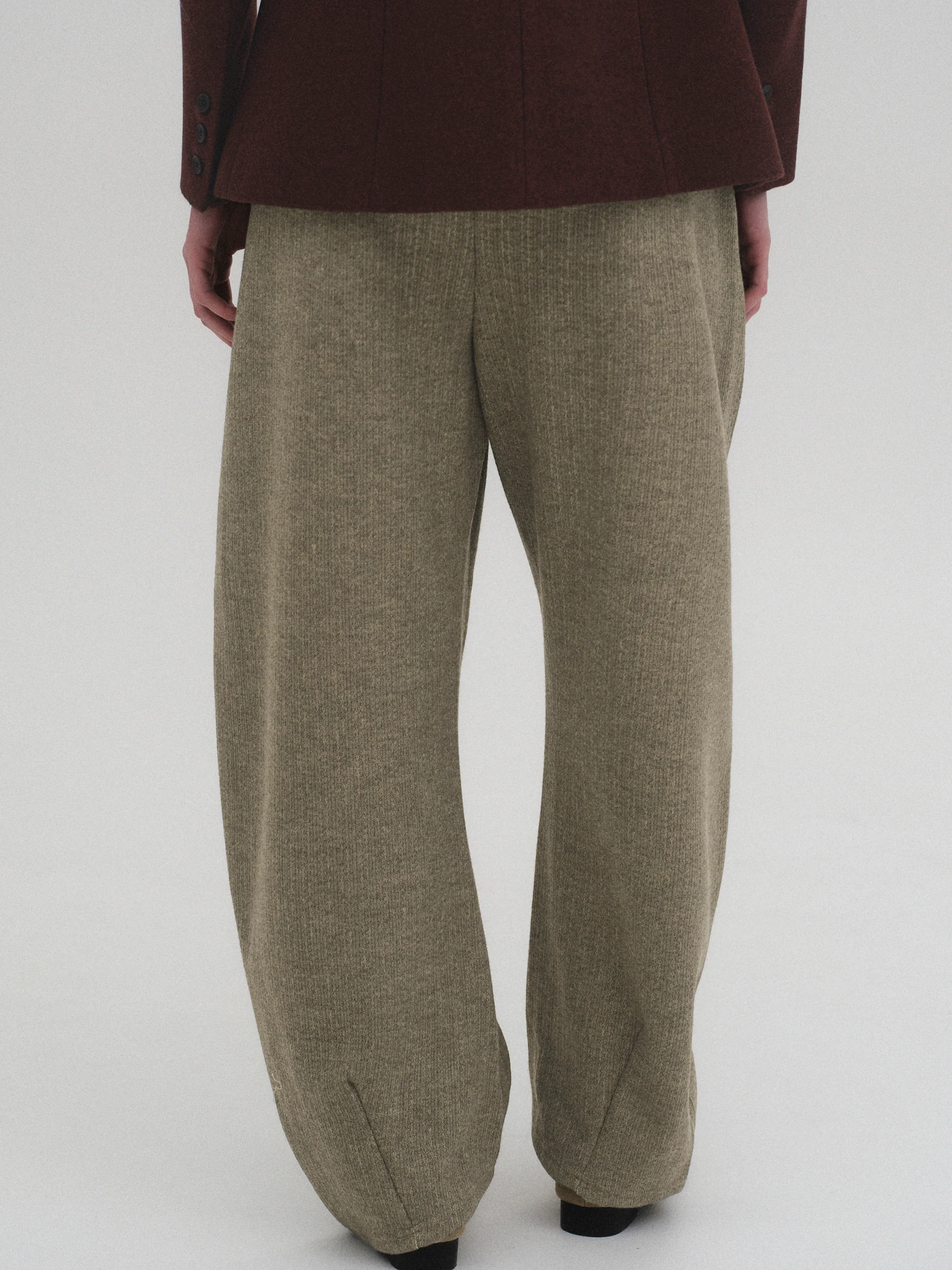 Drawstring Knitted Pants, Taupe - Image 4