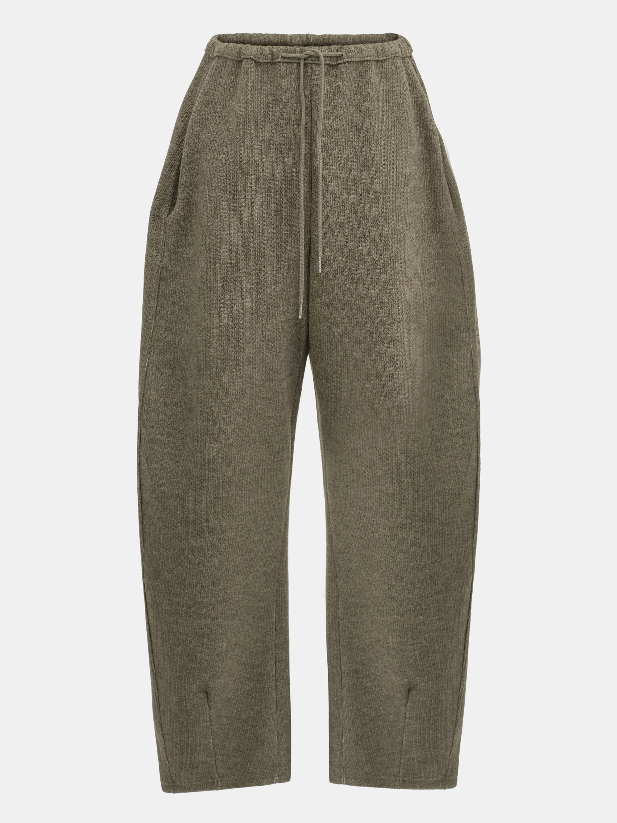 Drawstring Knitted Pants, Taupe - Image 5