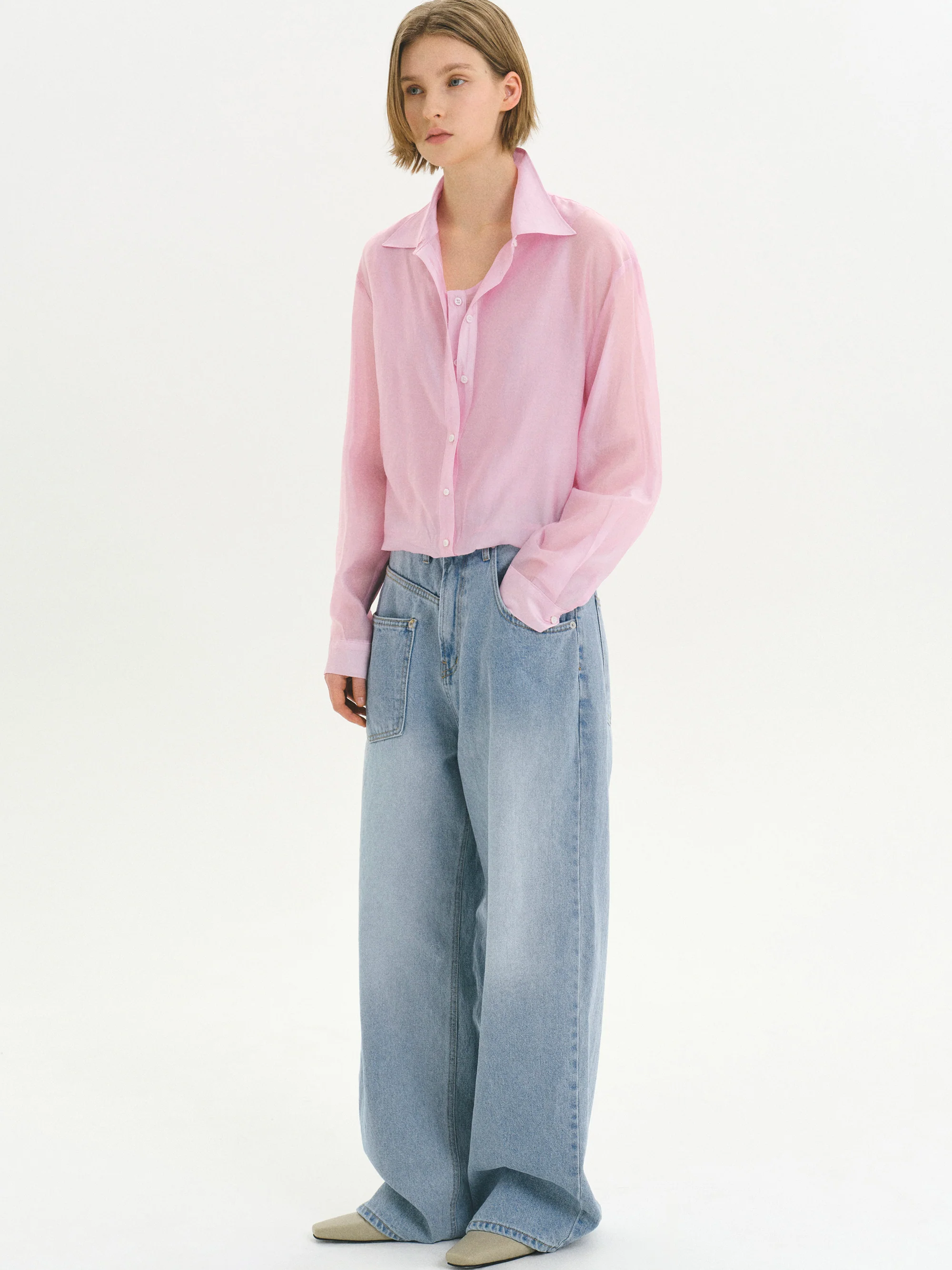 Drawstring Patch Pocket Jeans, Light Blue - Image 3