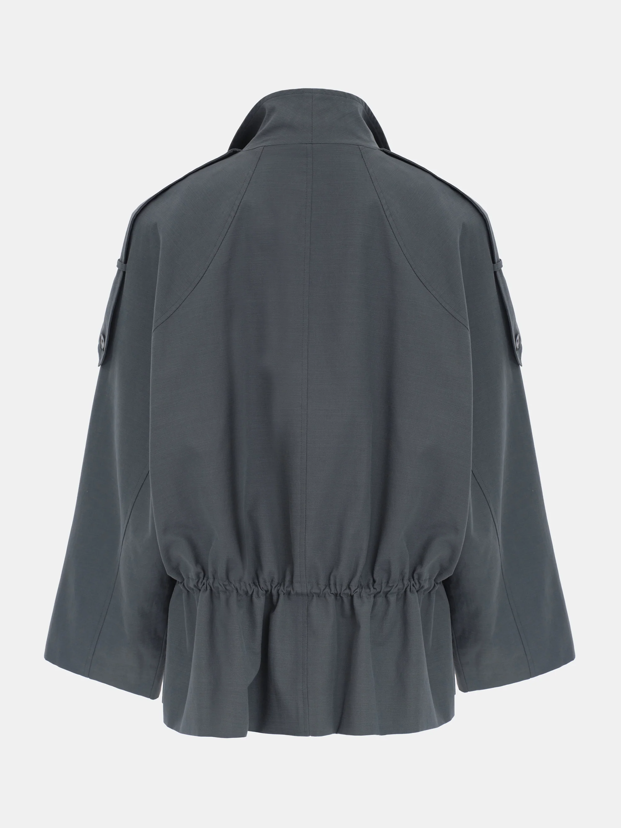 Drawstring Short Trench Jacket, Charcoal - Image 6