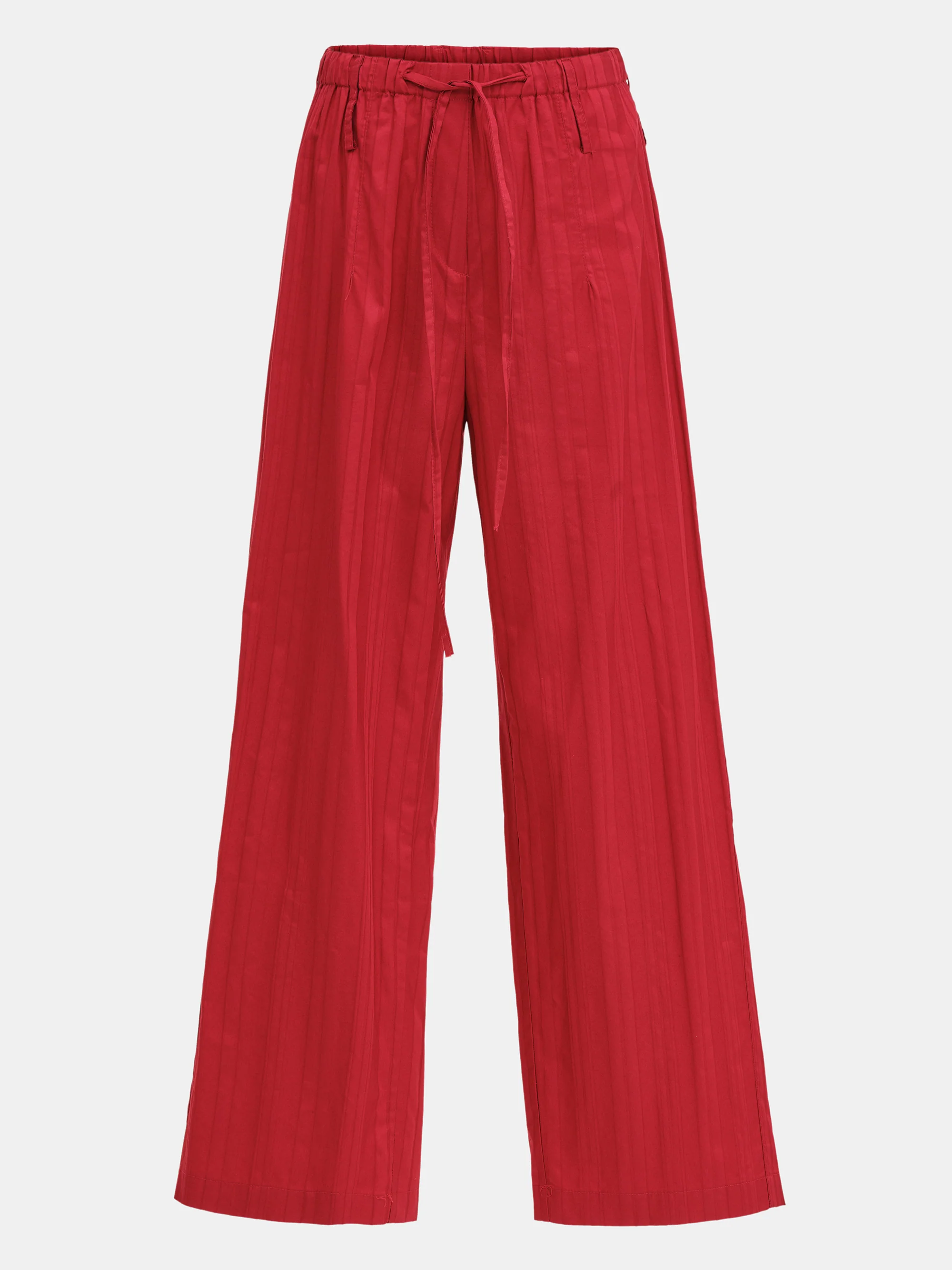 Drawstring Striped Trousers, Red - Image 3
