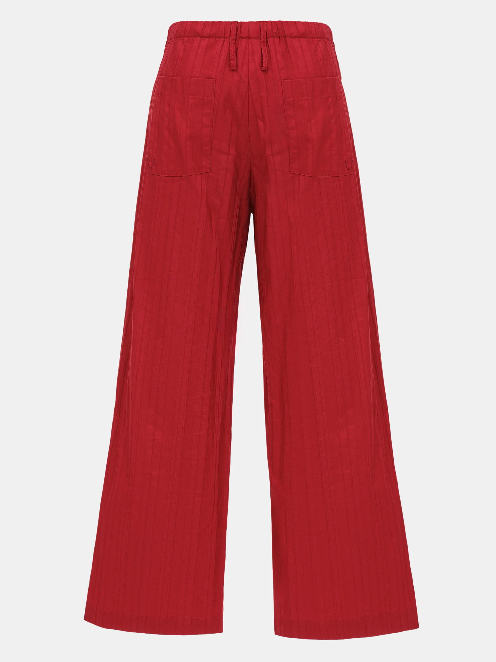 Drawstring Striped Trousers, Red - Image 4