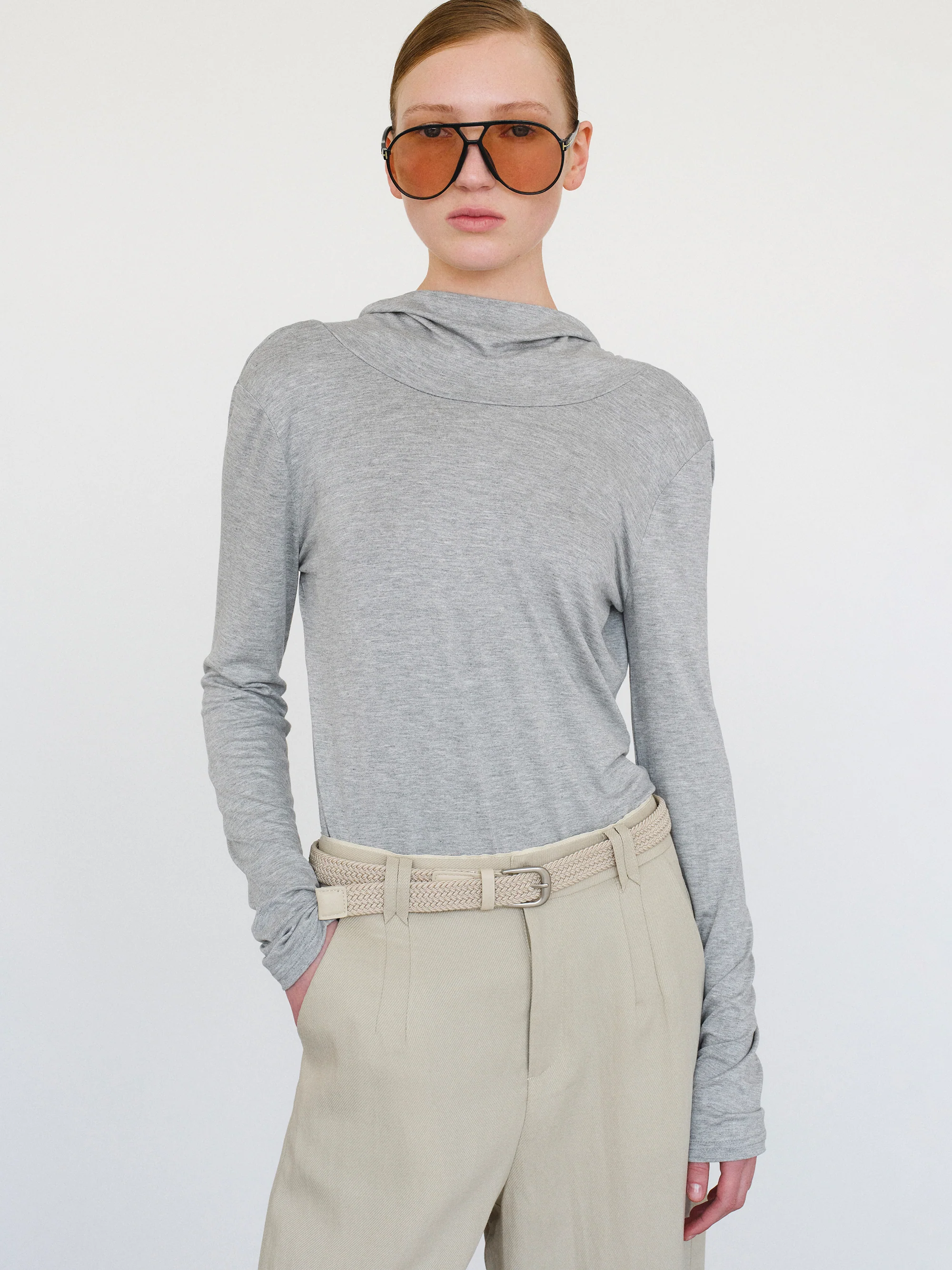 Drop Back Blouse, Grey - Image 2