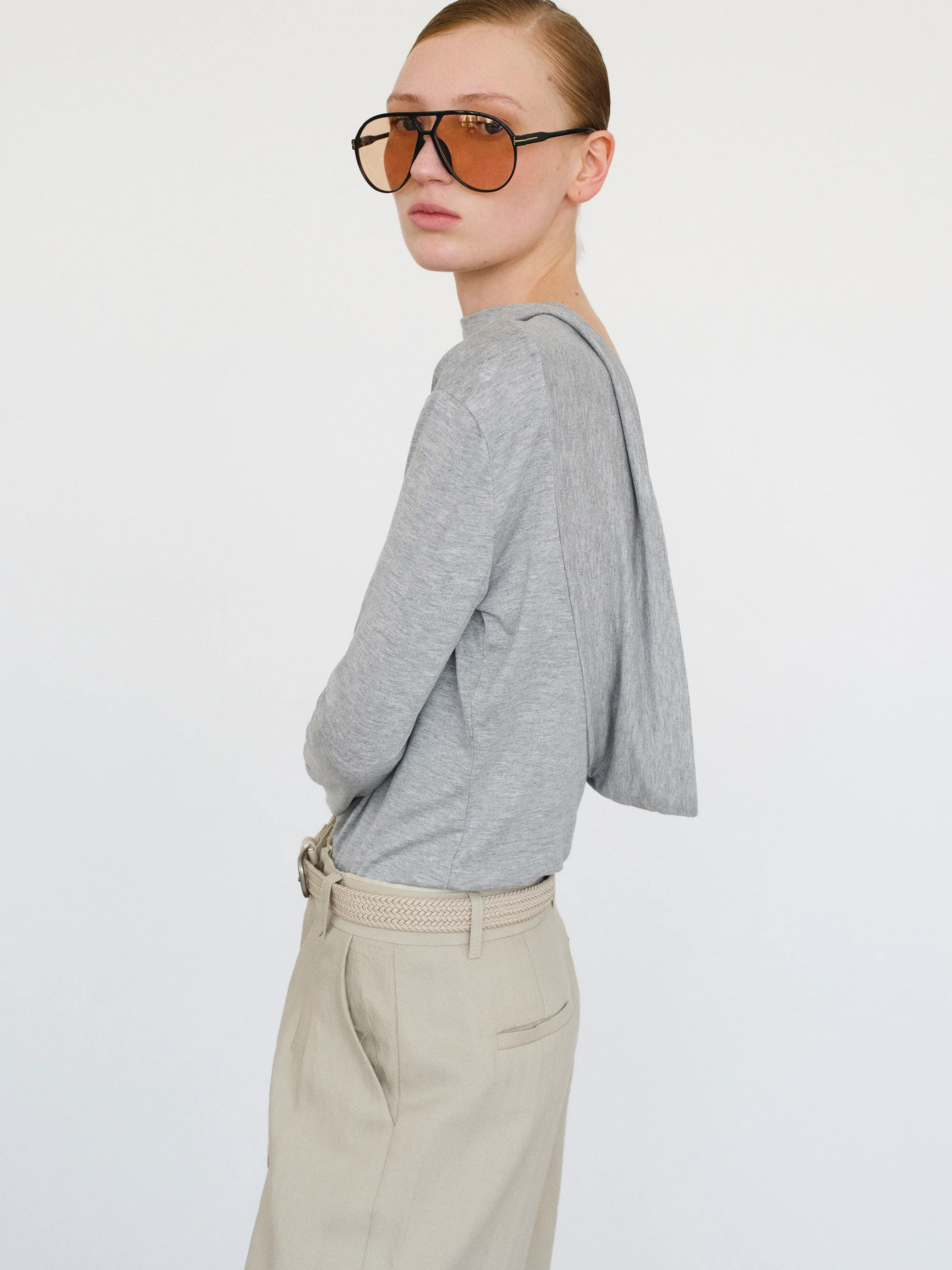 Drop Back Blouse, Grey - Image 4