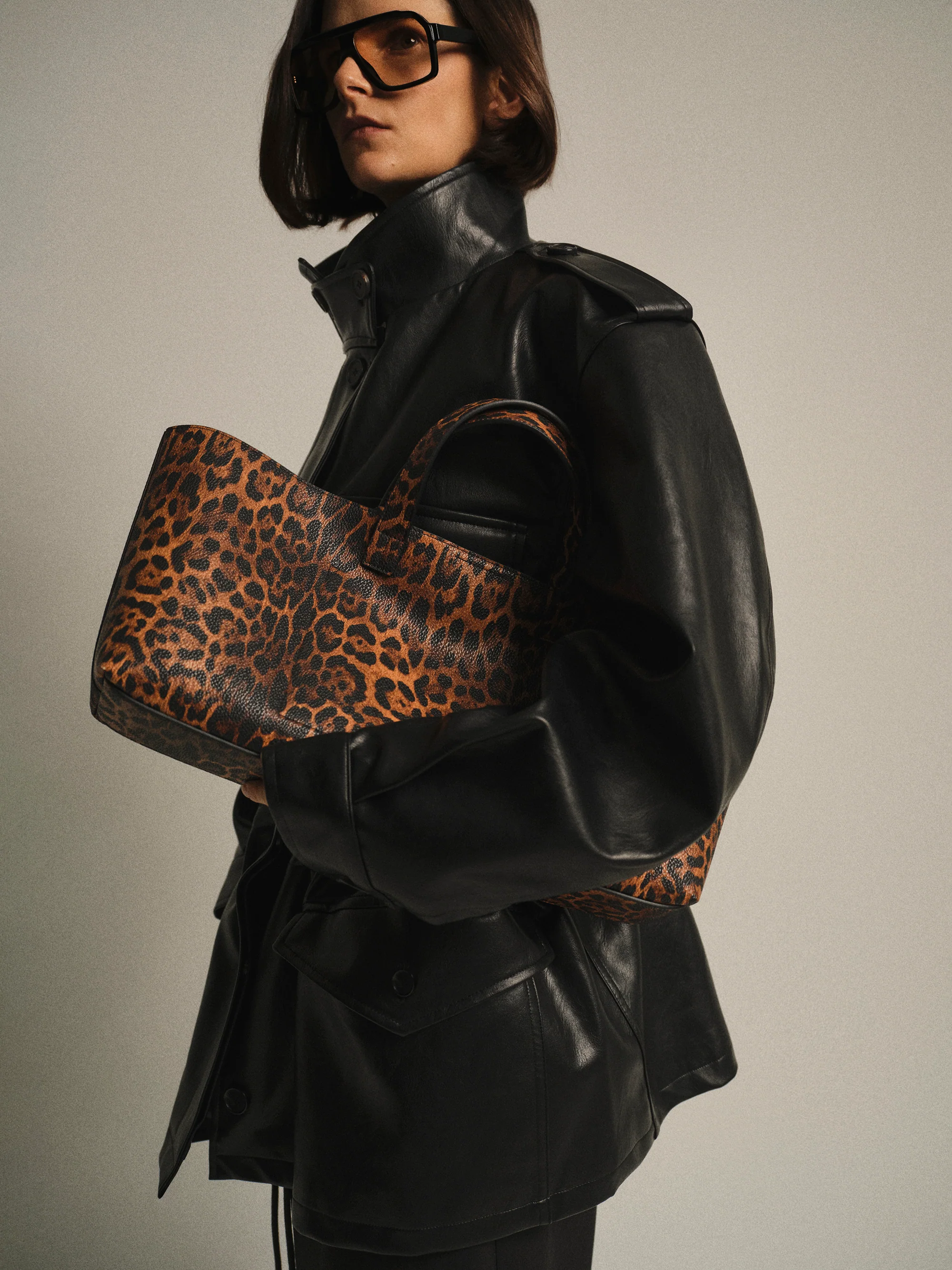 East-West Printed Tote Bag, Leopard - Image 3