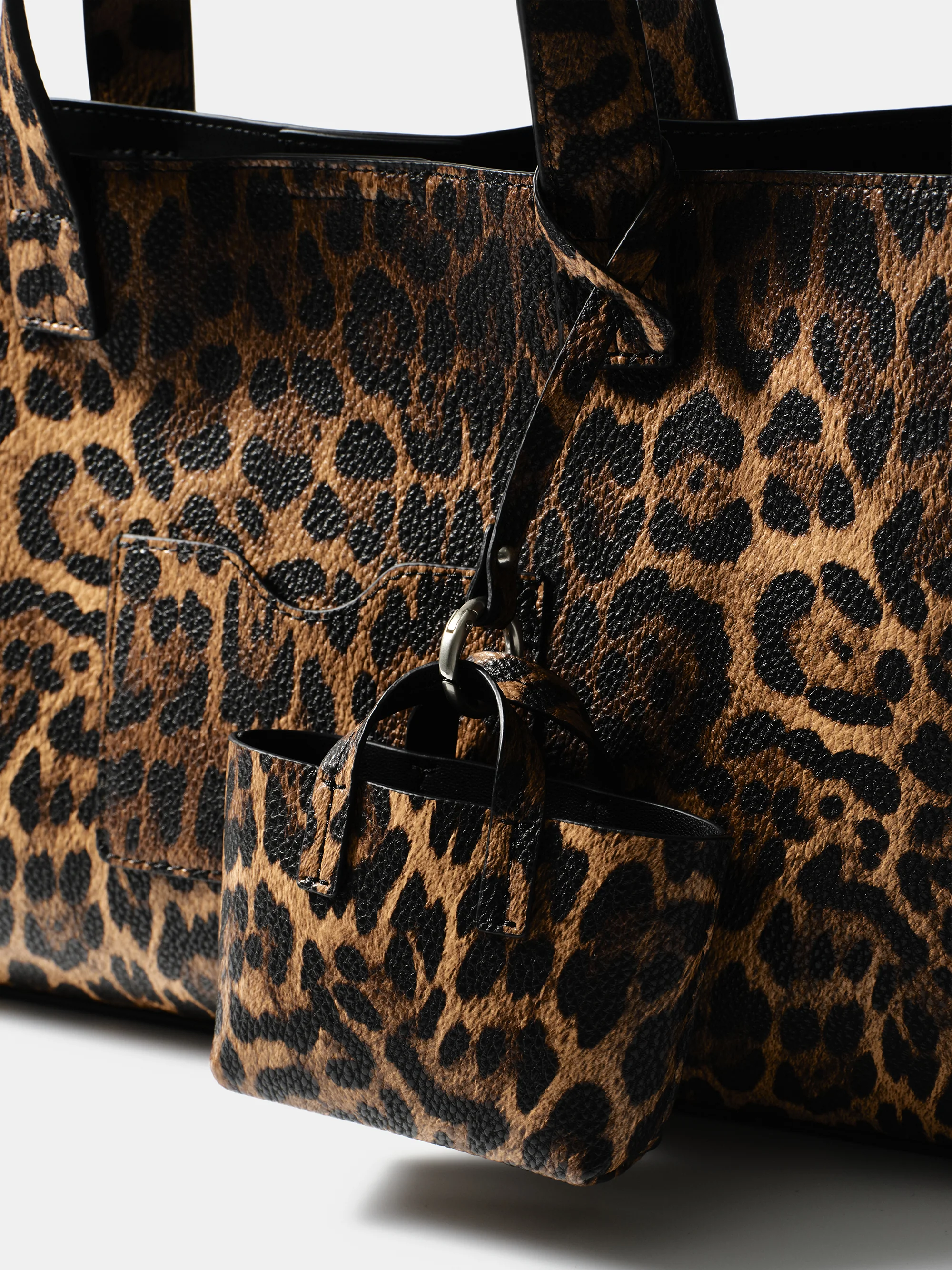 East-West Printed Tote Bag, Leopard - Image 4