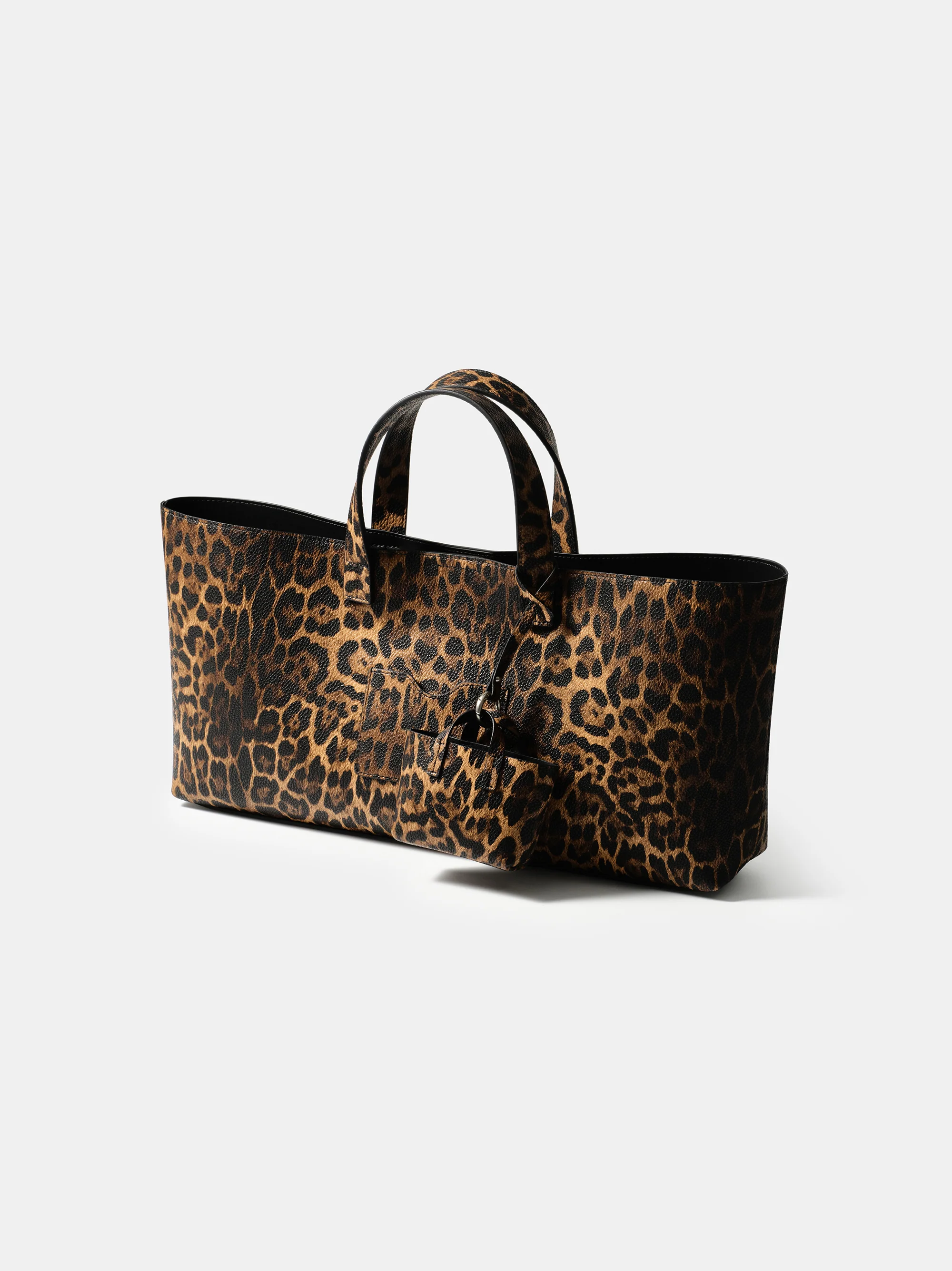 East-West Printed Tote Bag, Leopard - Image 5