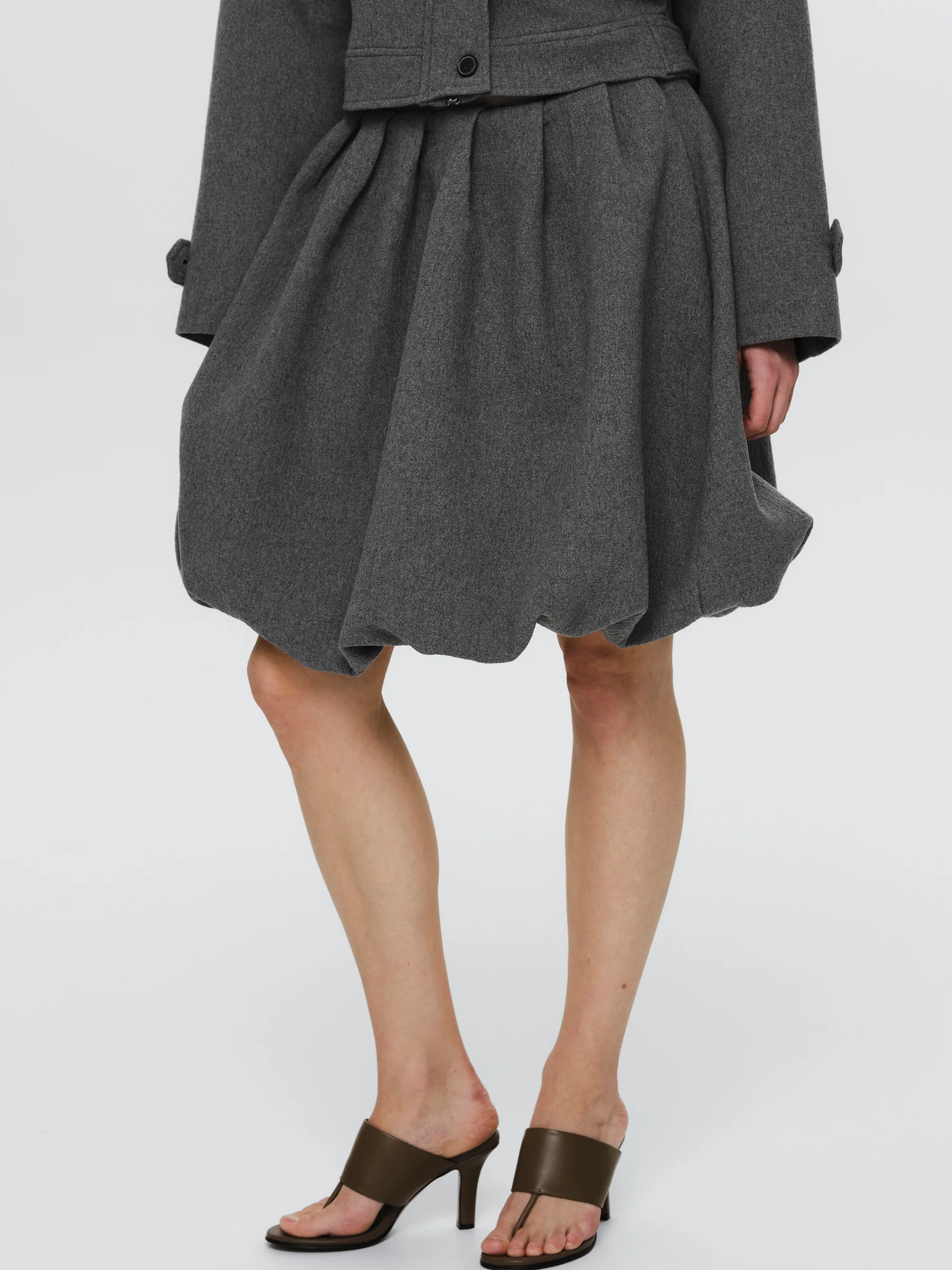 Elastic Waist Bubble Skirt, Grey