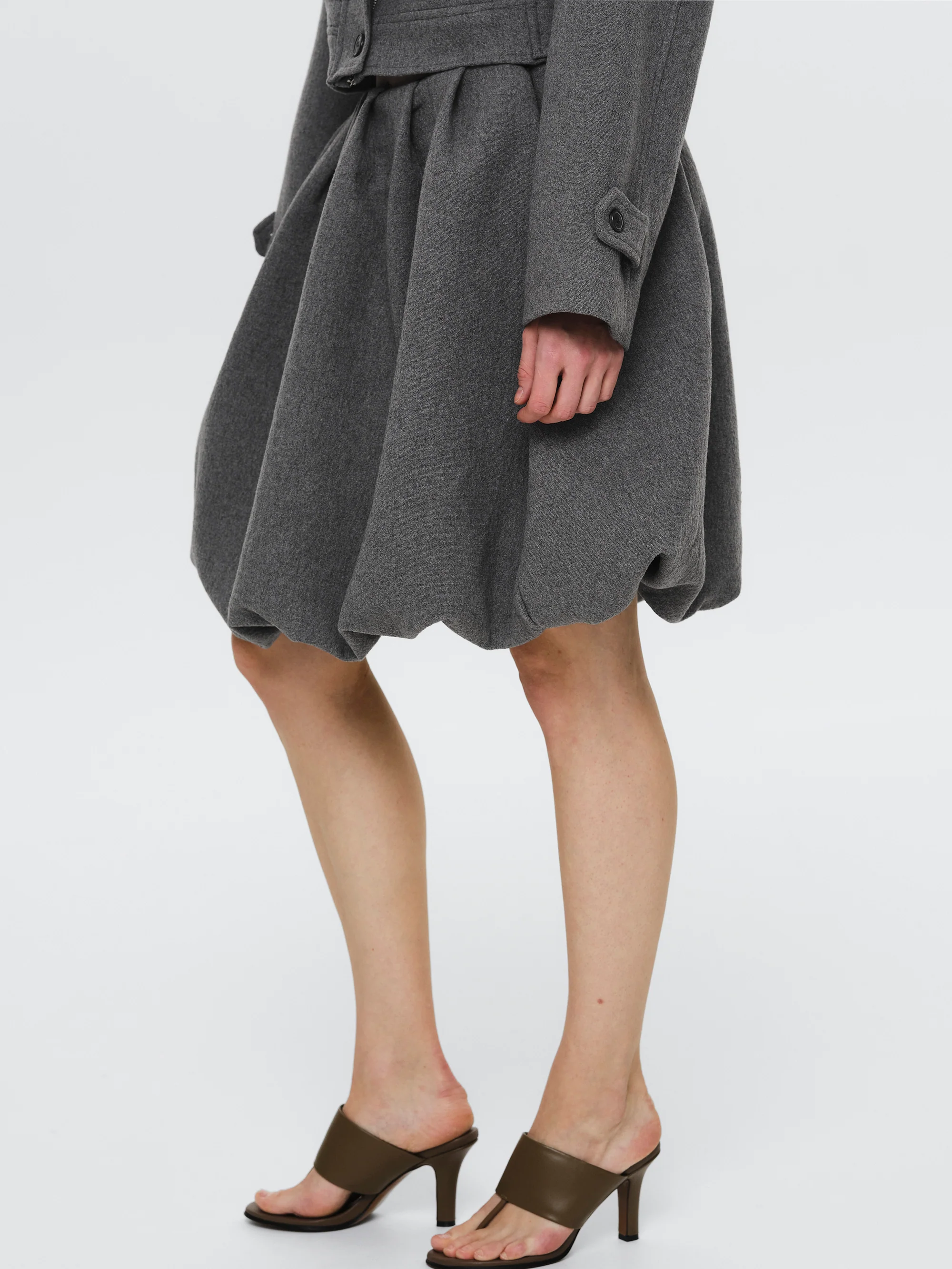 Elastic Waist Bubble Skirt, Grey - Image 3