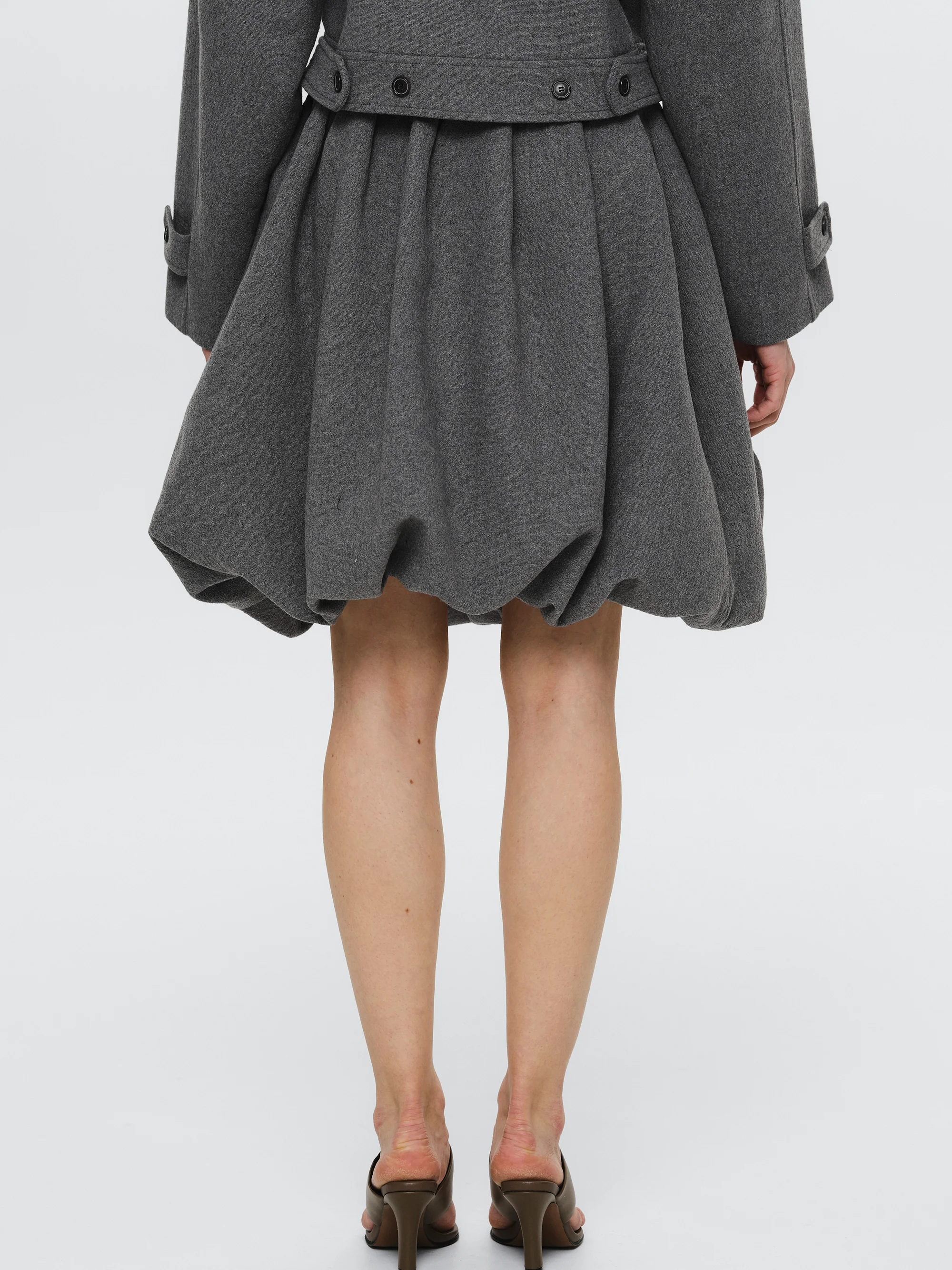 Elastic Waist Bubble Skirt, Grey - Image 4