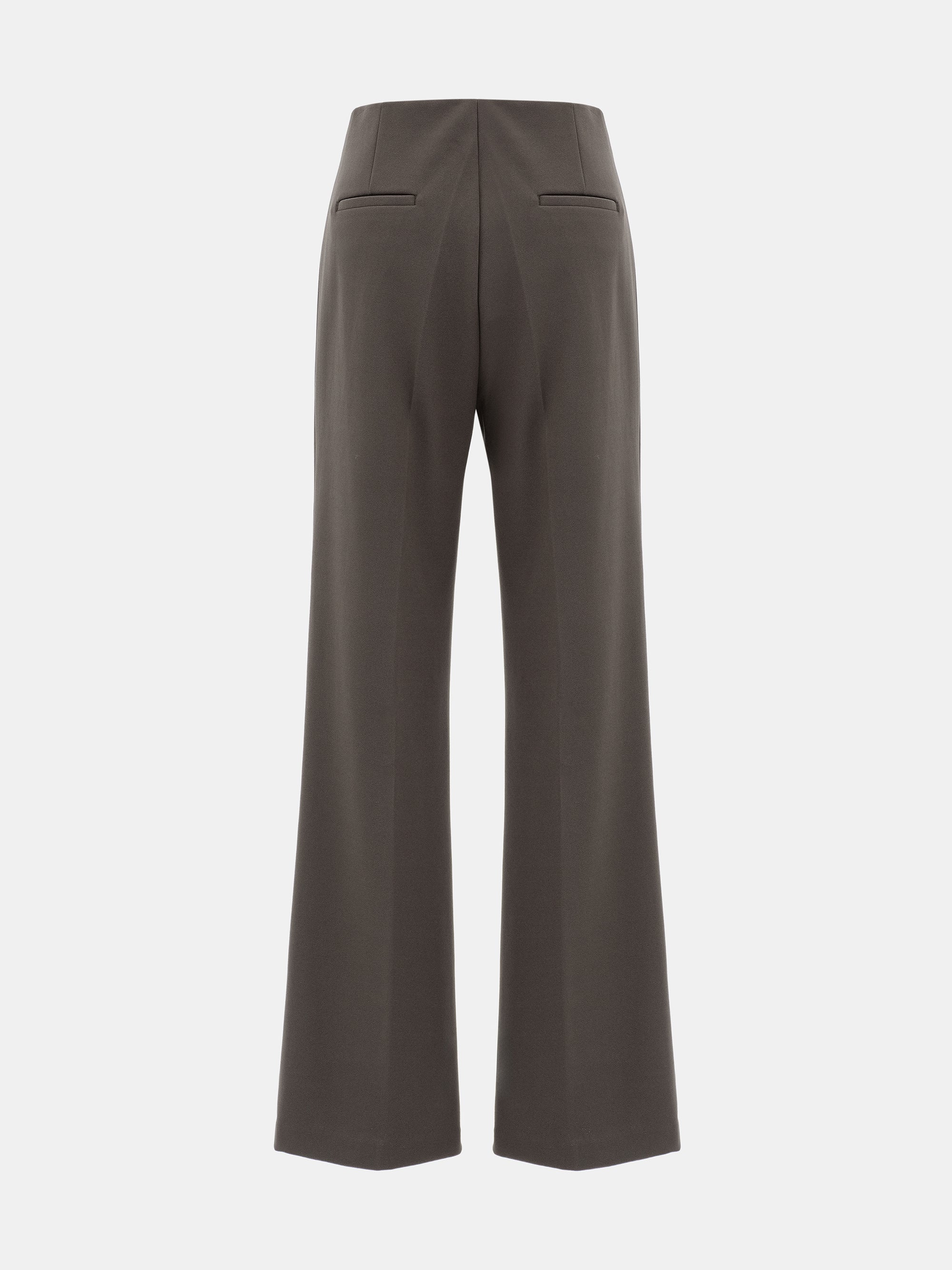 Elastic Waist Creased Trousers, Brown - Image 5