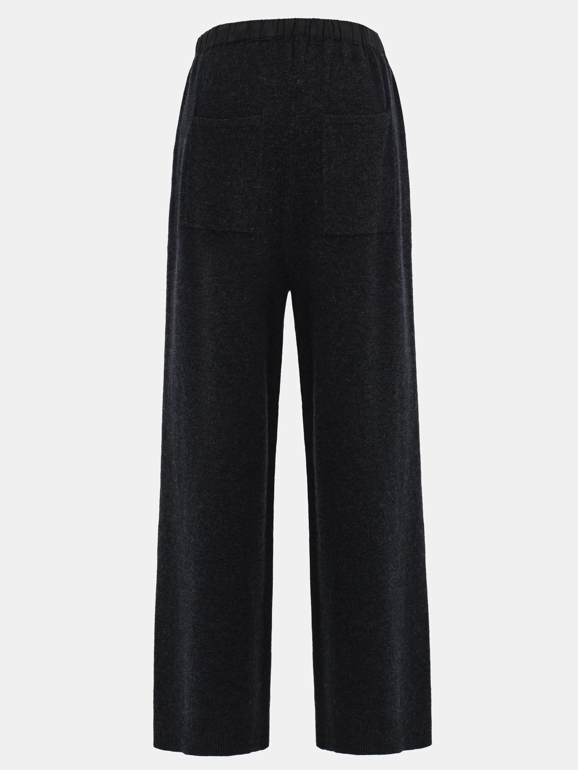 Elastic Waist Wool Pants, Black - Image 6