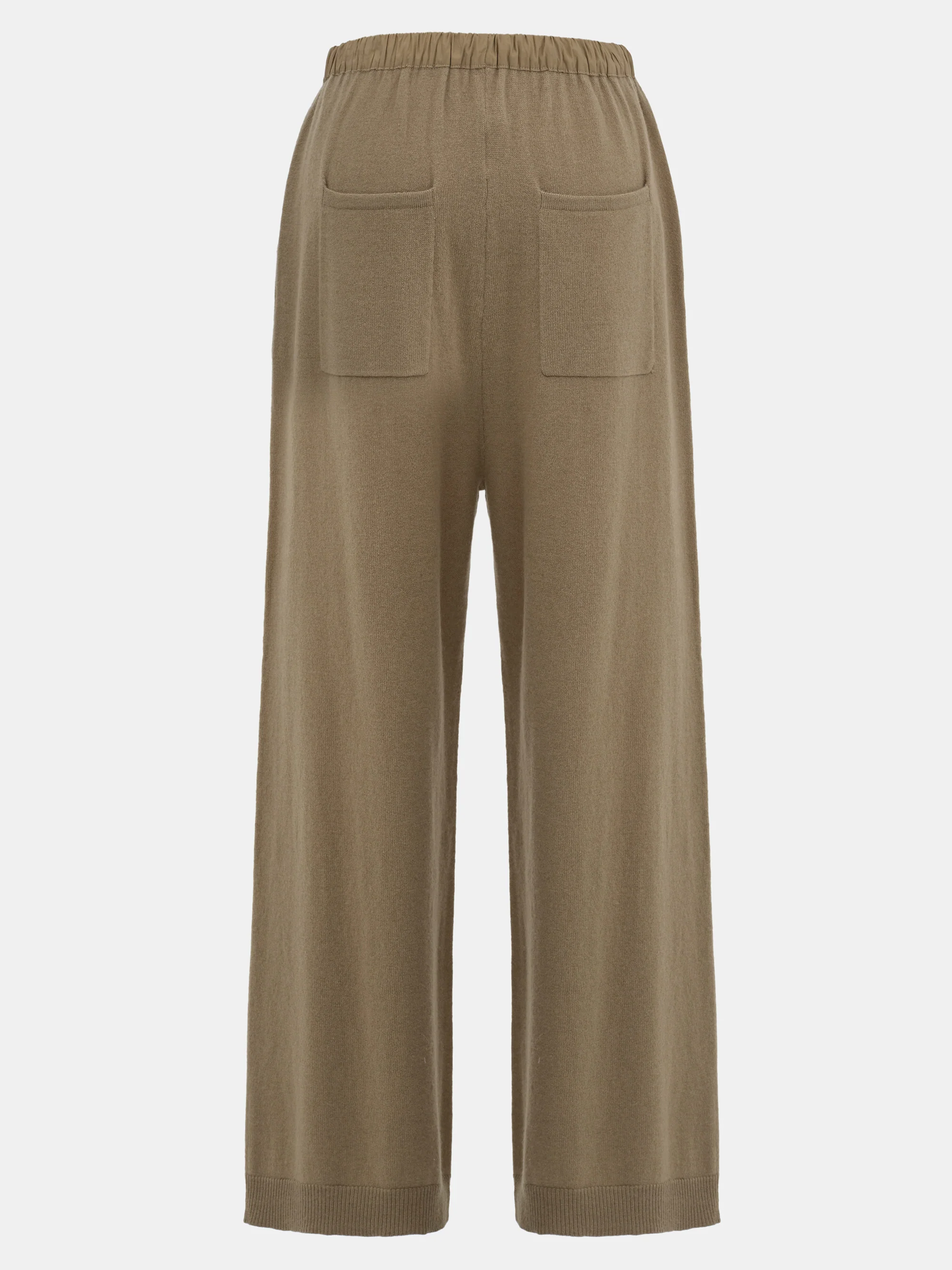 Elastic Waist Wool Pants, Brown - Image 5