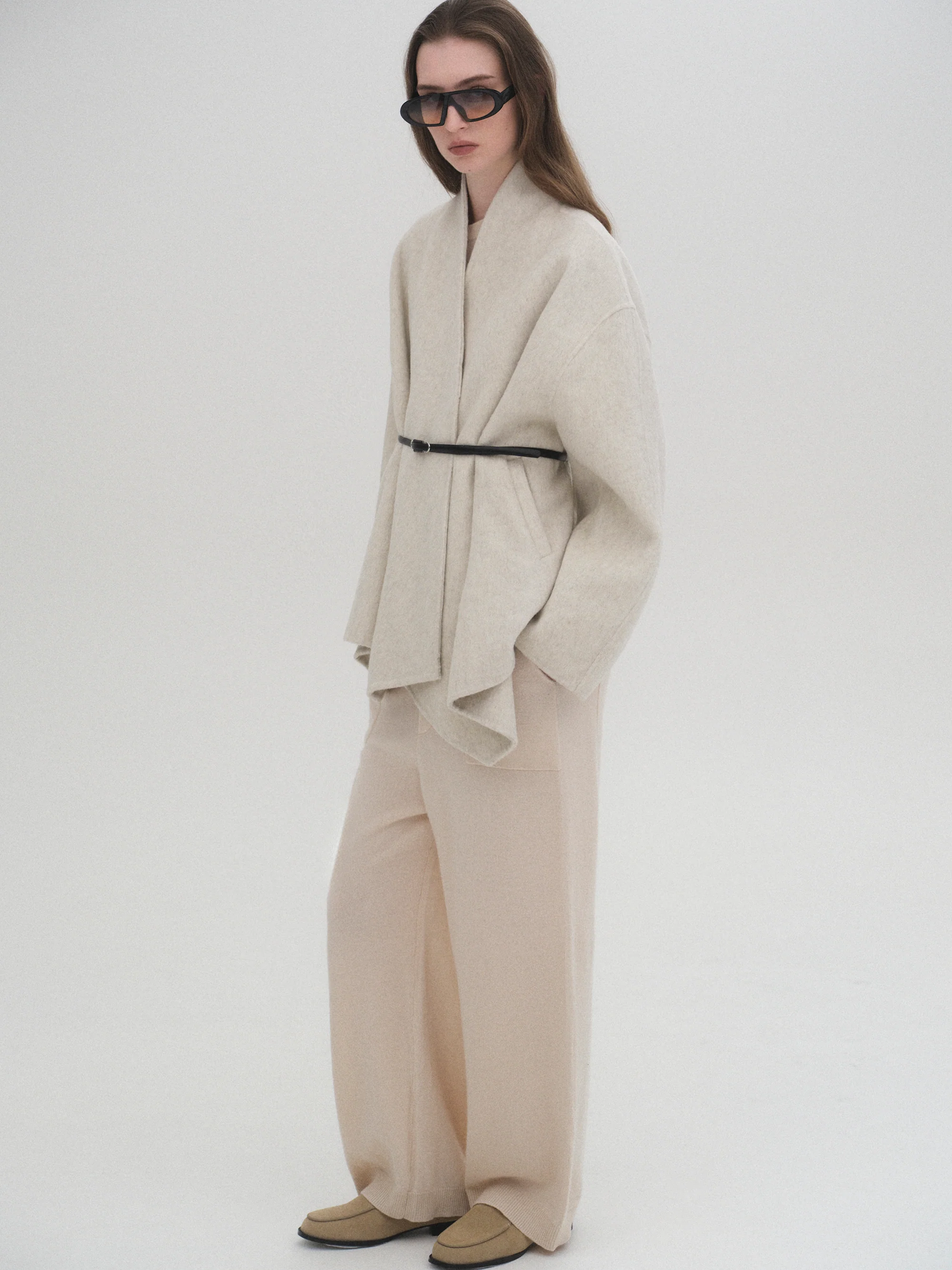Elastic Waist Wool Pants, Ivory - Image 4