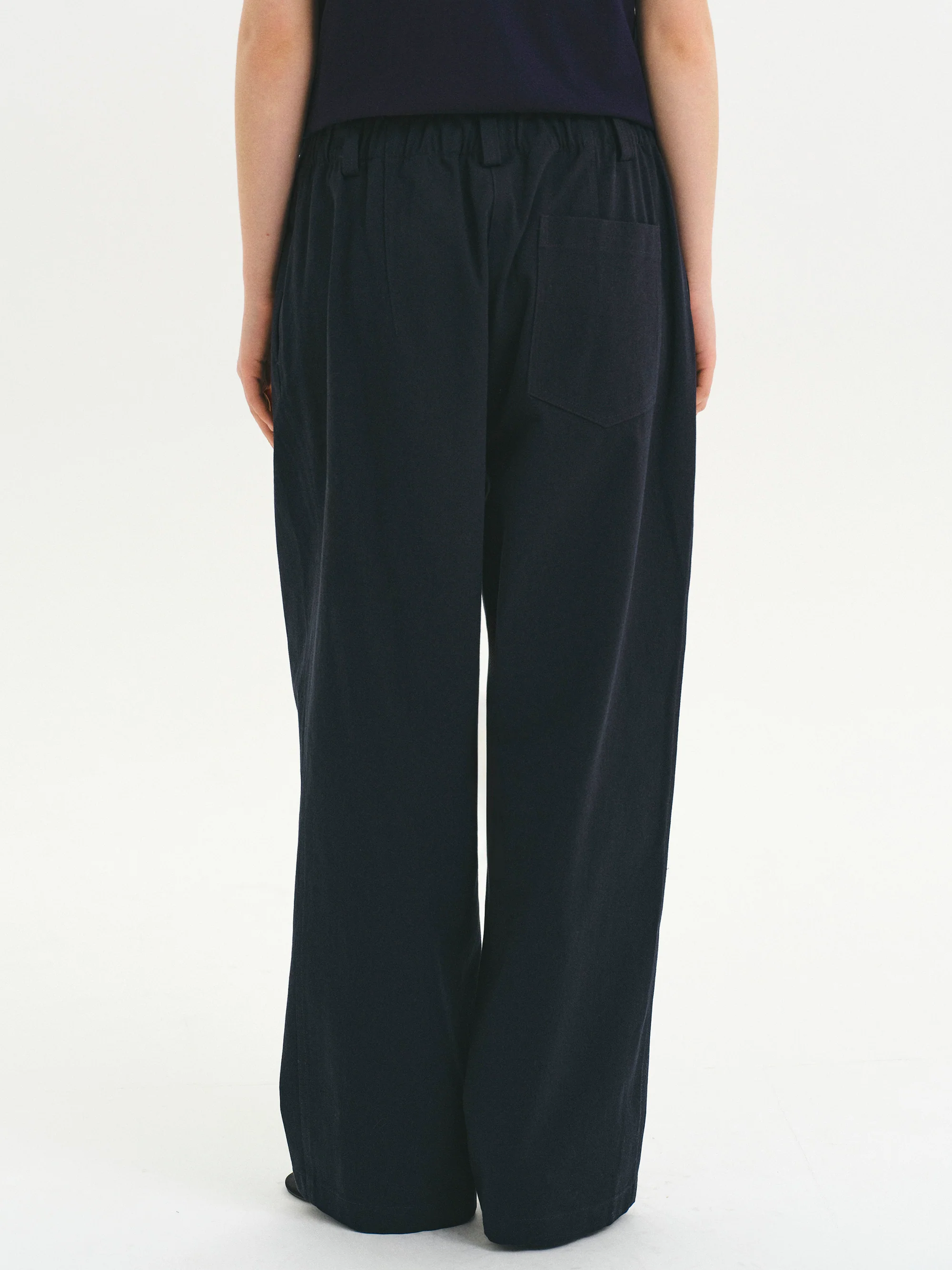 Elasticated Cotton Pants, Navy - Image 4