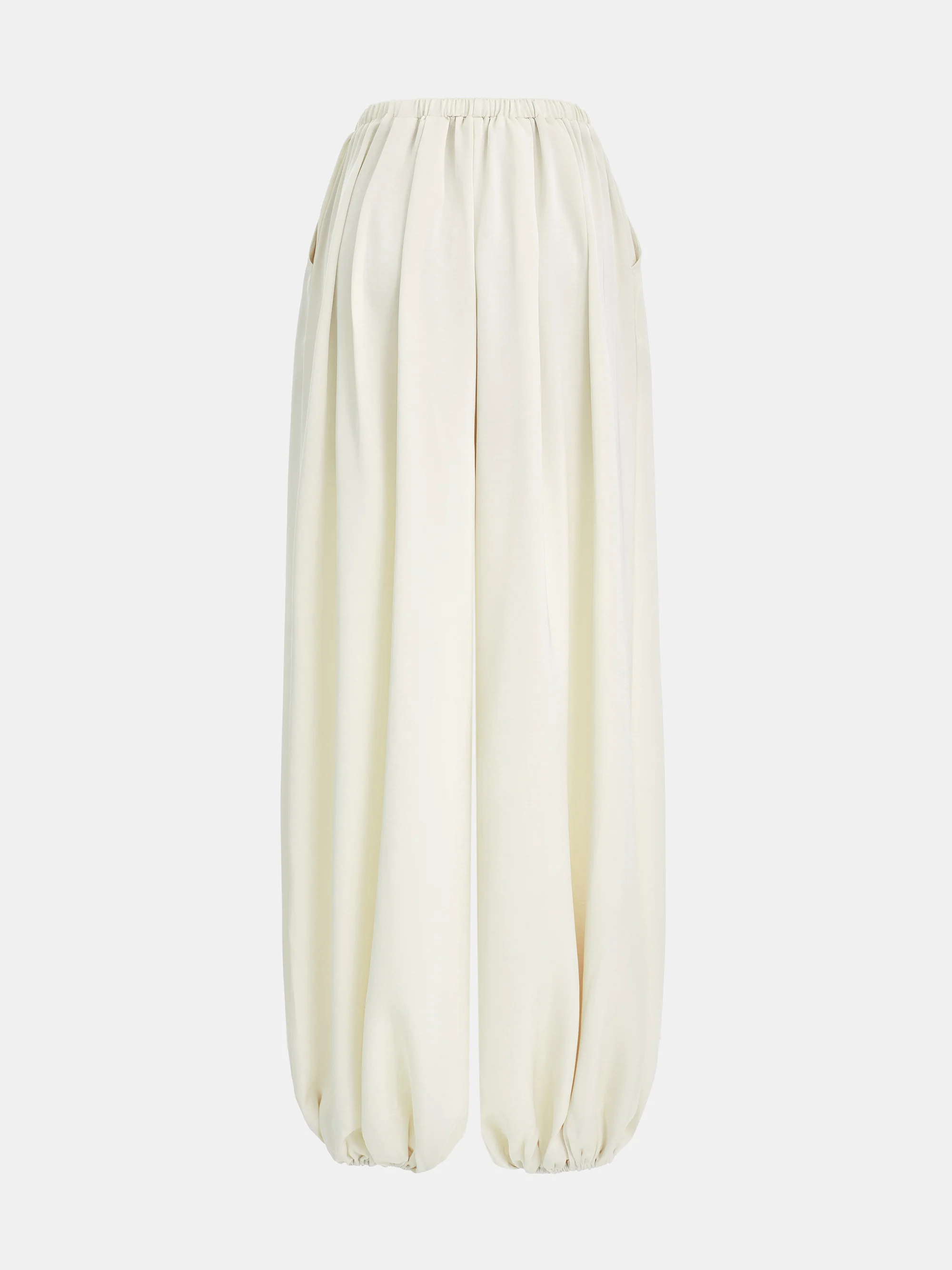 Elasticated Satin-Effect Balloon Pants, Beige - Image 5