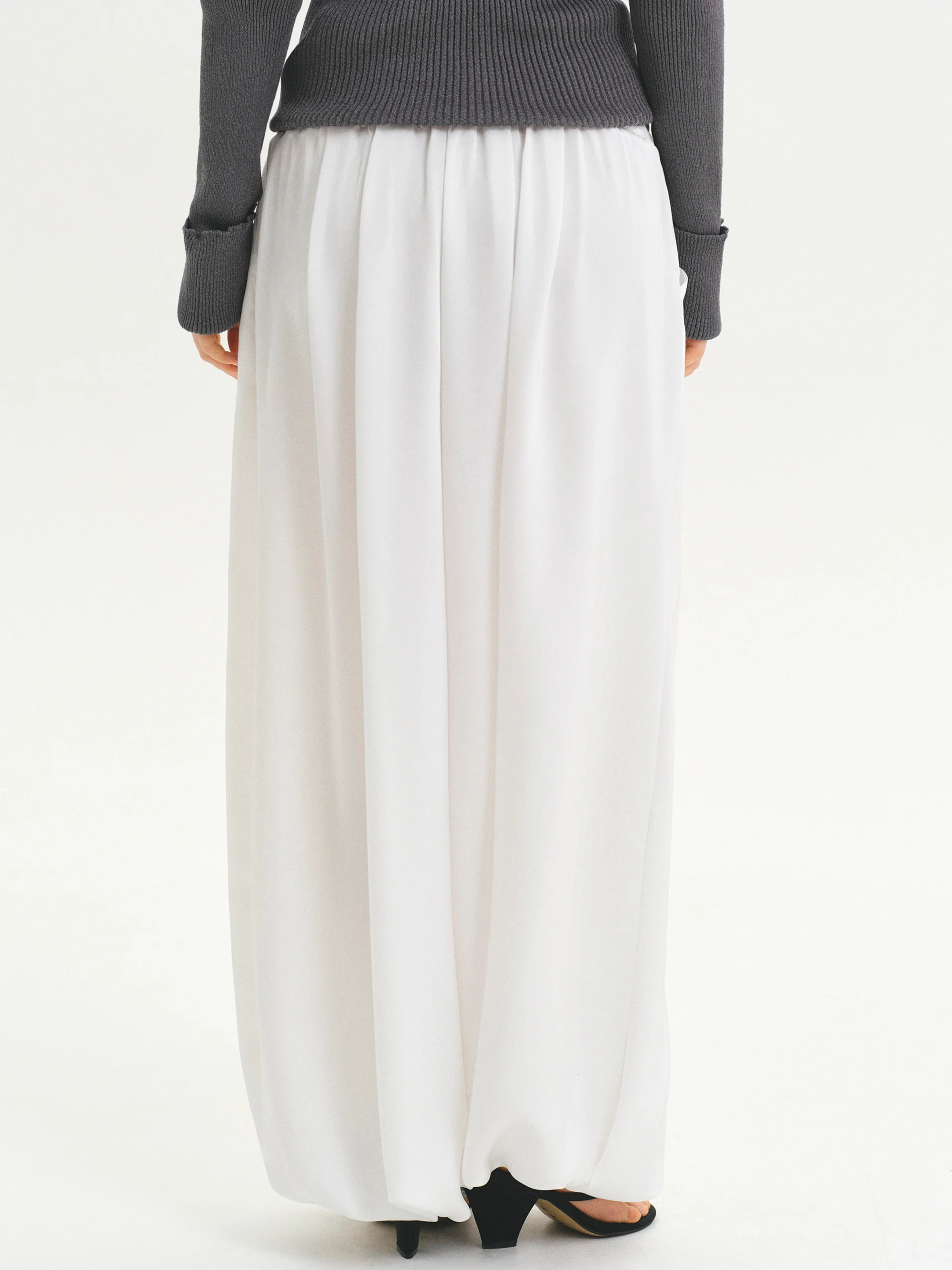 Elasticated Satin-Effect Balloon Pants, Ivory - Image 4