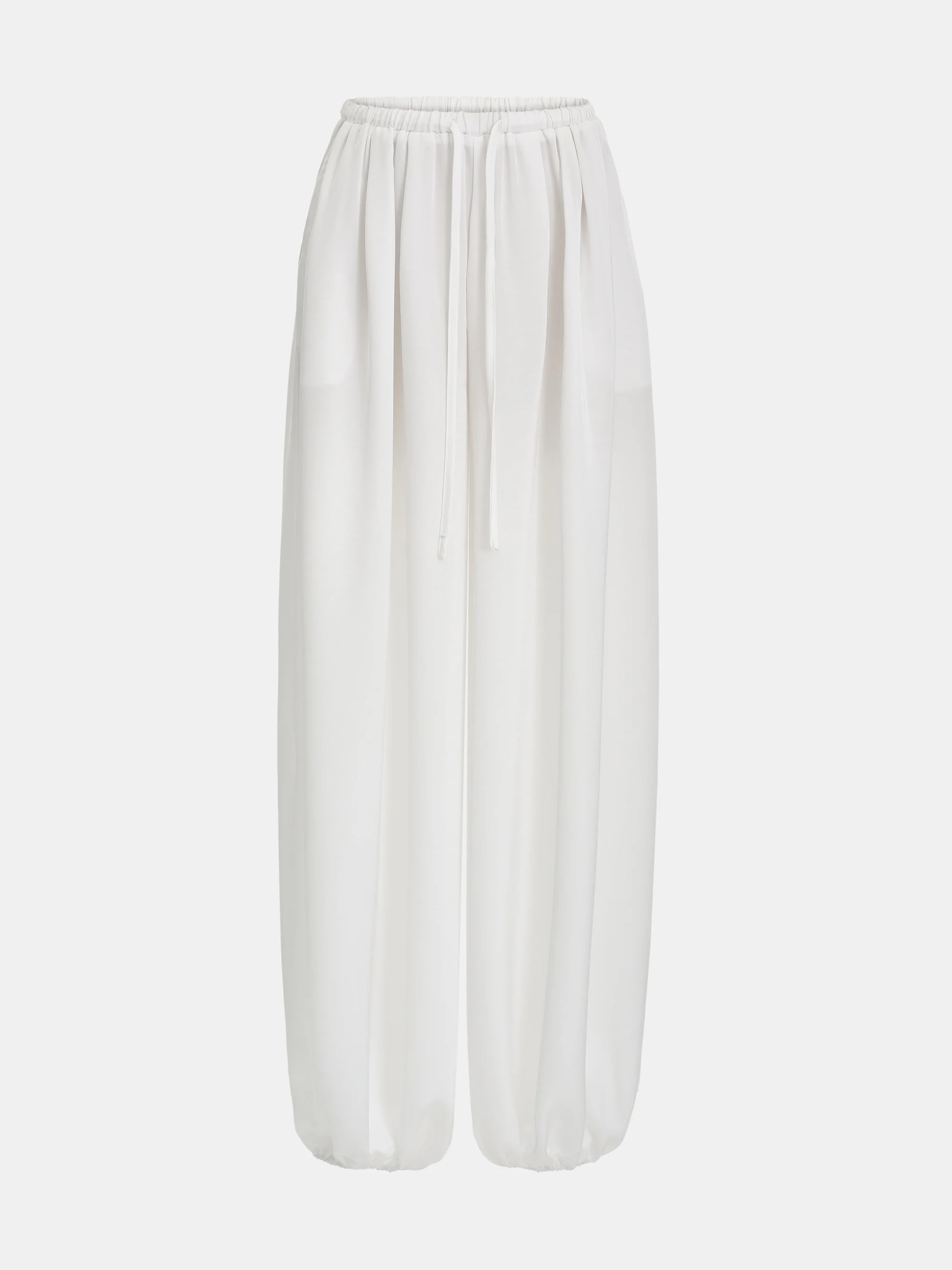 Elasticated Satin-Effect Balloon Pants, Ivory - Image 5