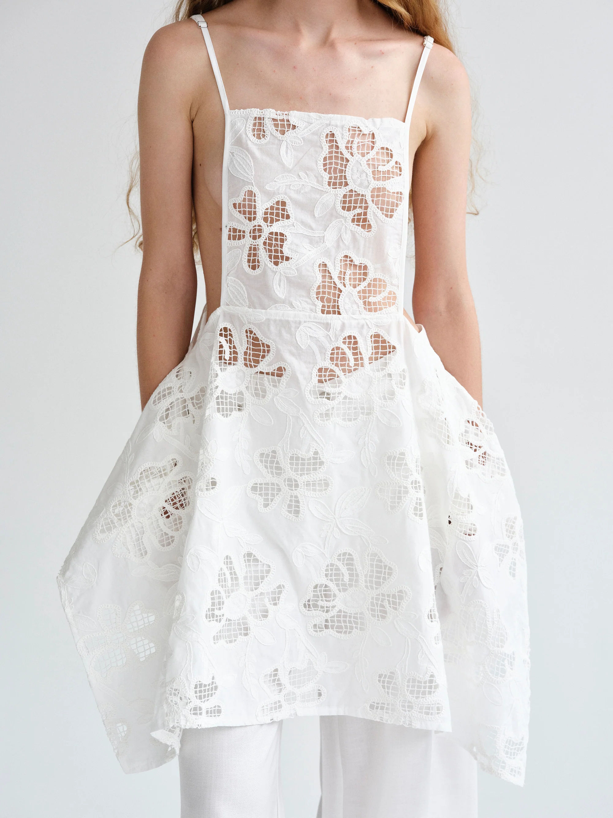 Embroidery Tunic Top, White - Image 2