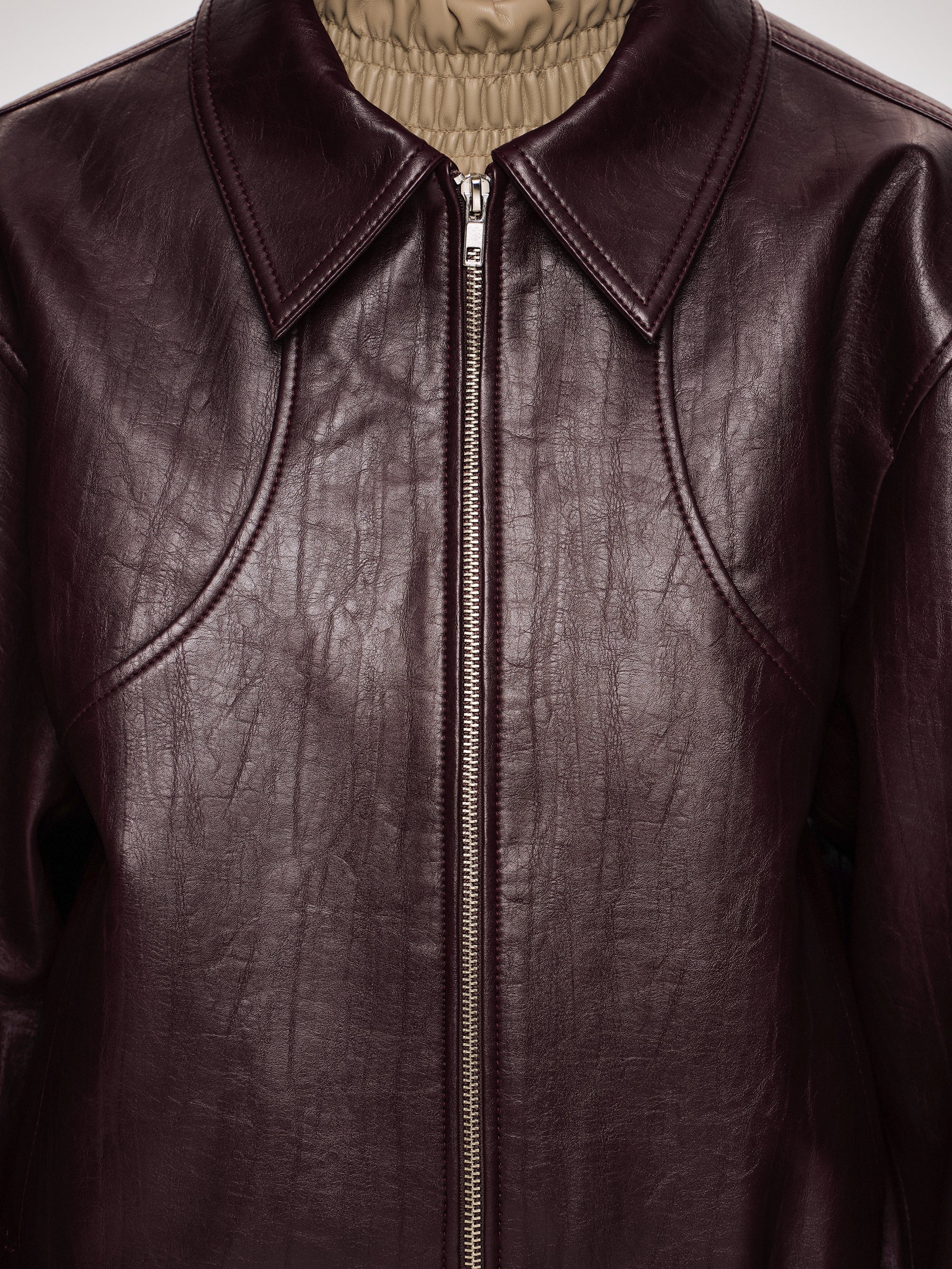 Ennio Faux-Leather Bomber Jacket, Mahogany - Image 5