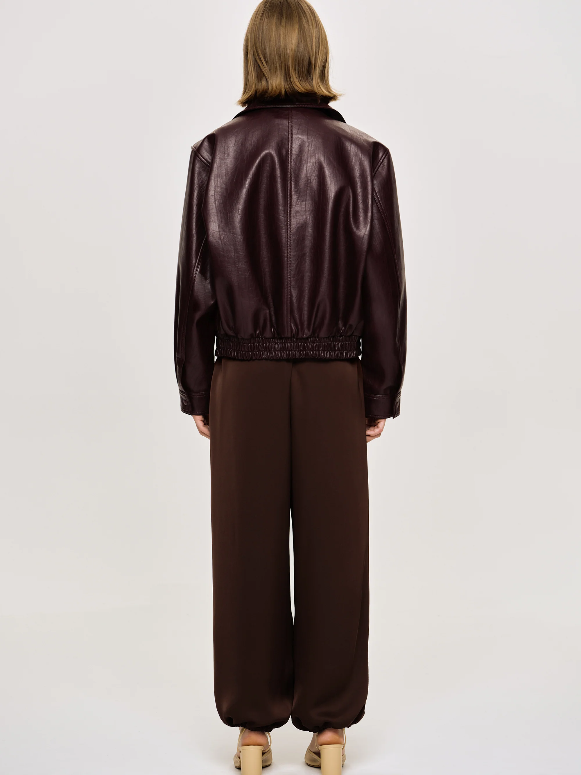 Ennio Faux-Leather Bomber Jacket, Mahogany - Image 6