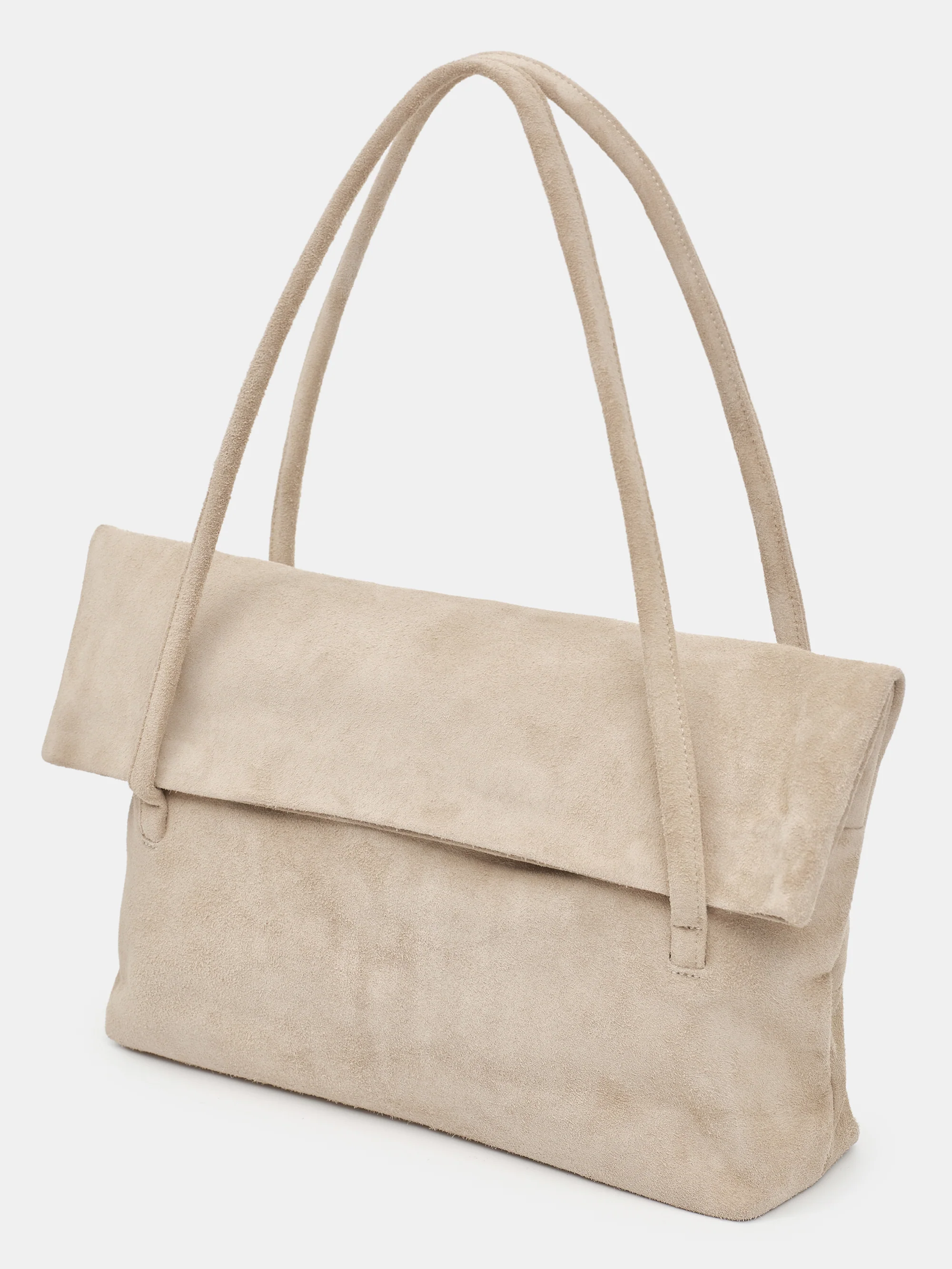 Envelope Suede Shoulder Bag, Nude - Image 3