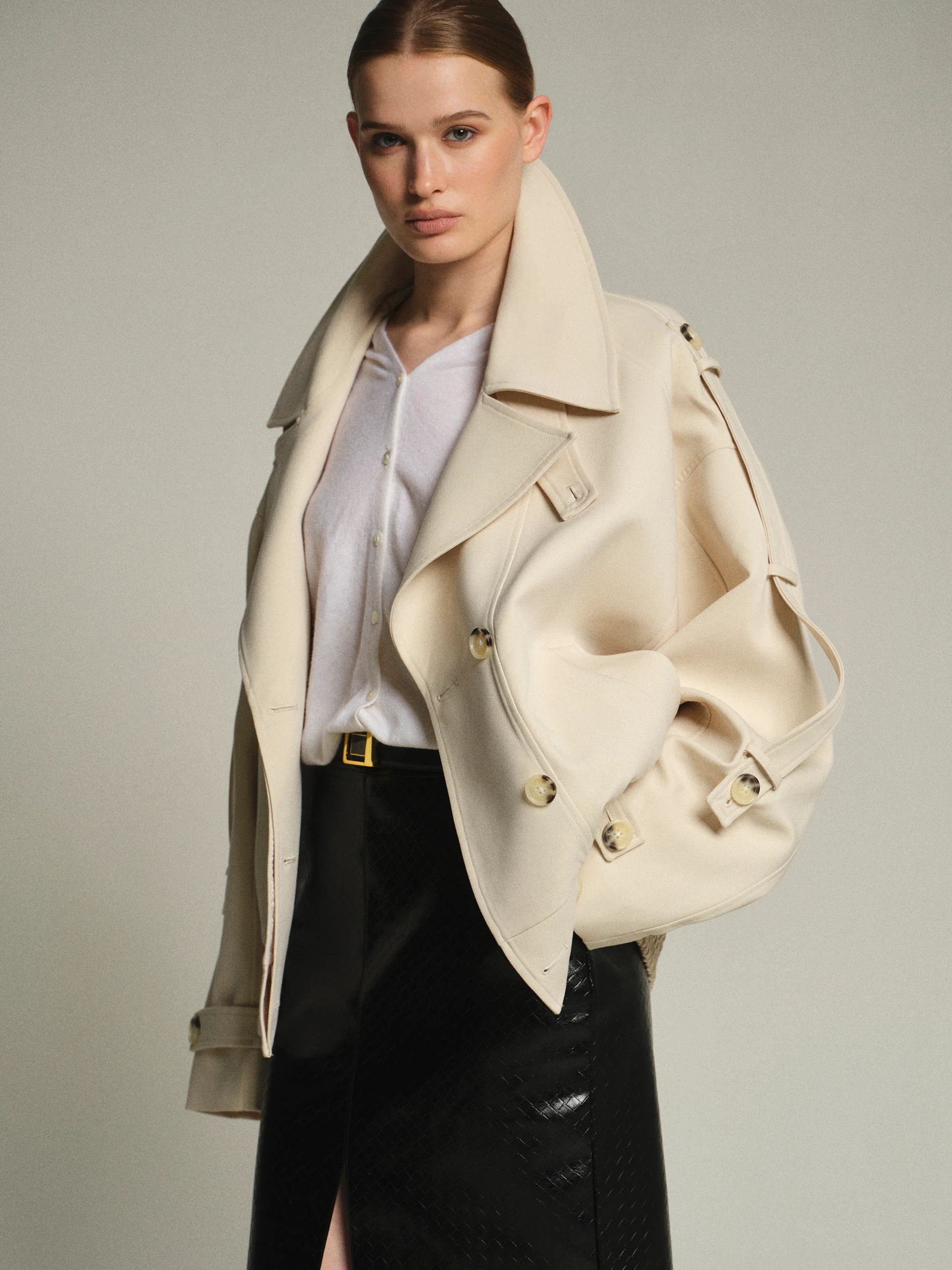 Epaulet Bomber Jacket, Ivory - Image 4