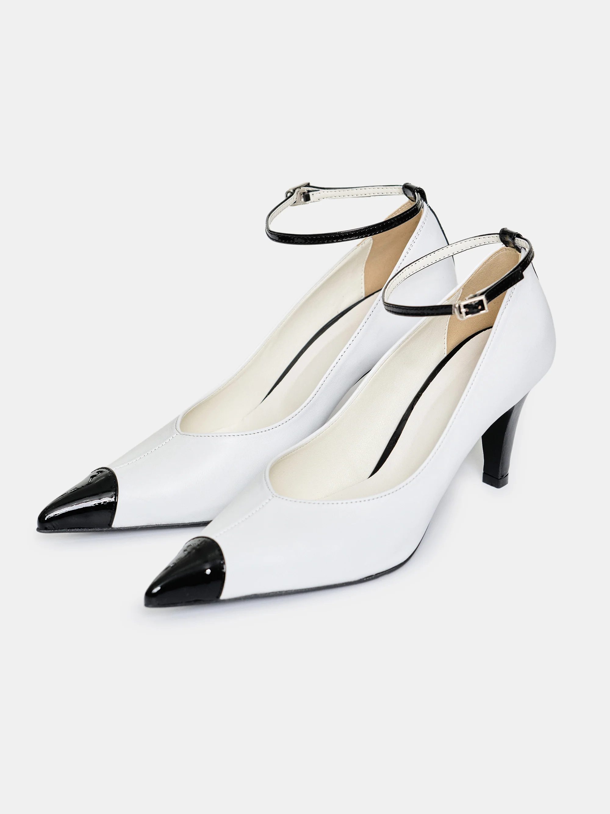 Ester Bicolor Ankle-Strap Heels, White - Image 4