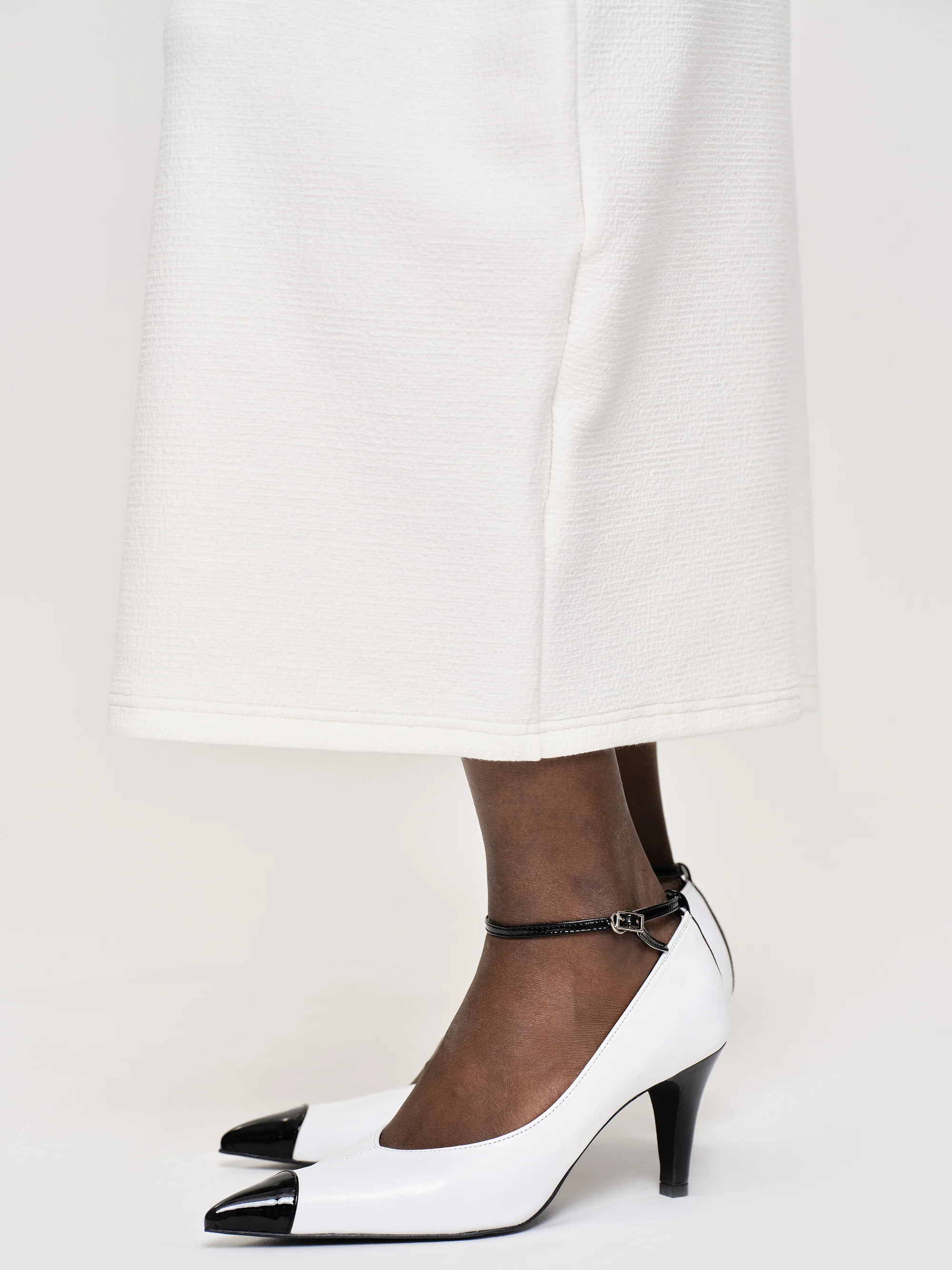 Ester Bicolor Ankle-Strap Heels, White - Image 6
