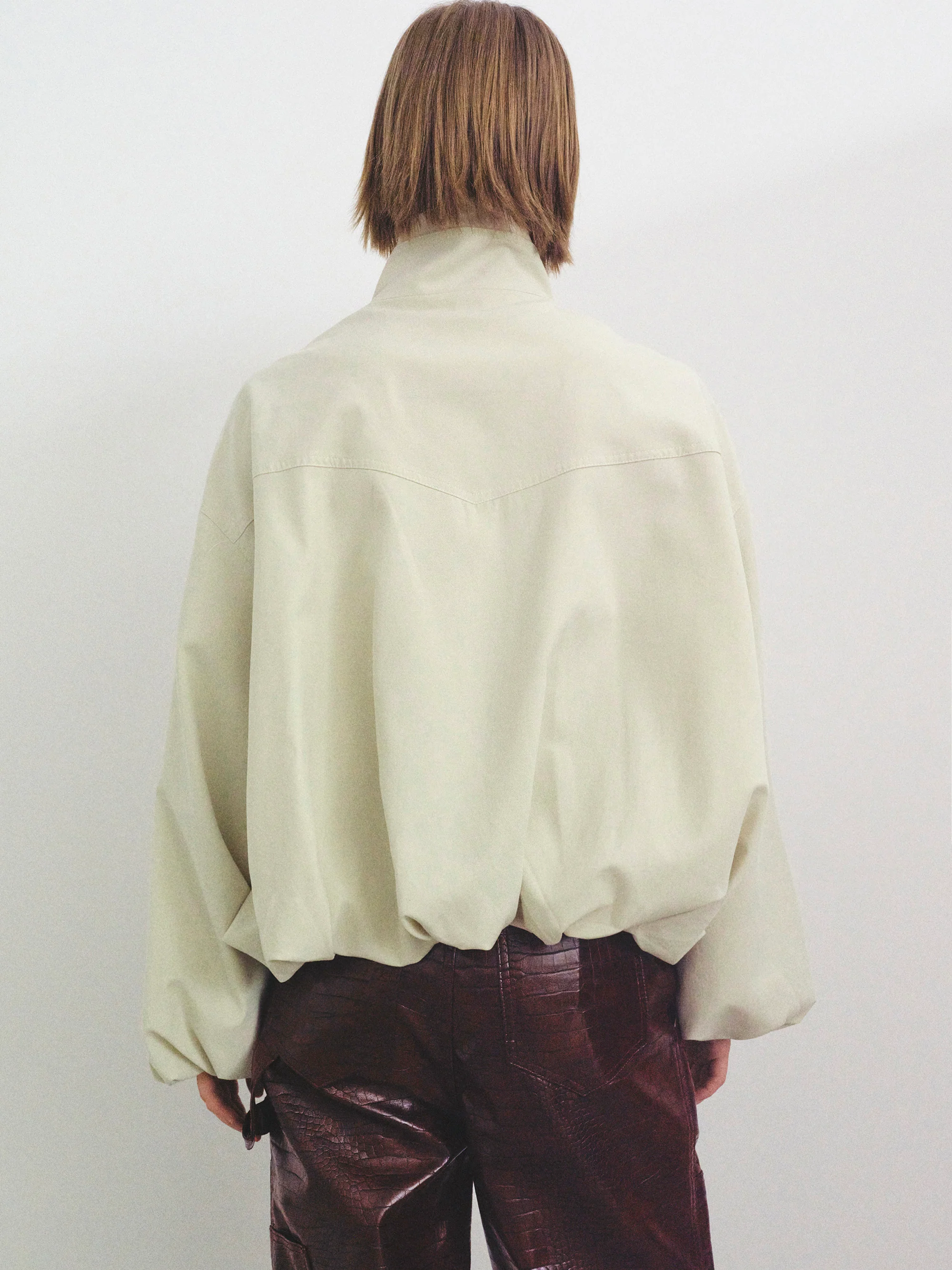 Ezra Double Collar Balloon Jacket, Beige - Image 4