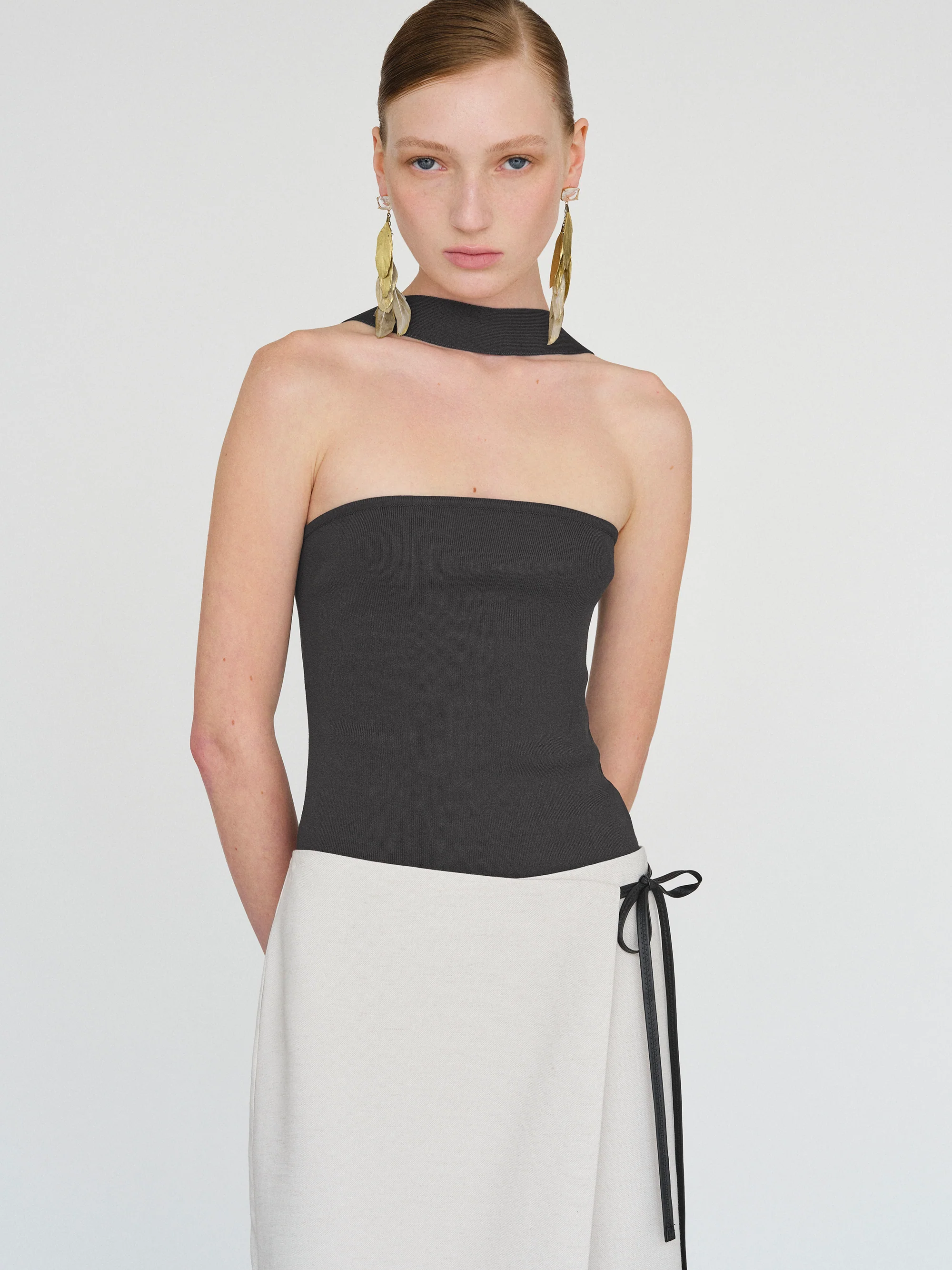 Faux-Collar Top, Bistre - Image 2
