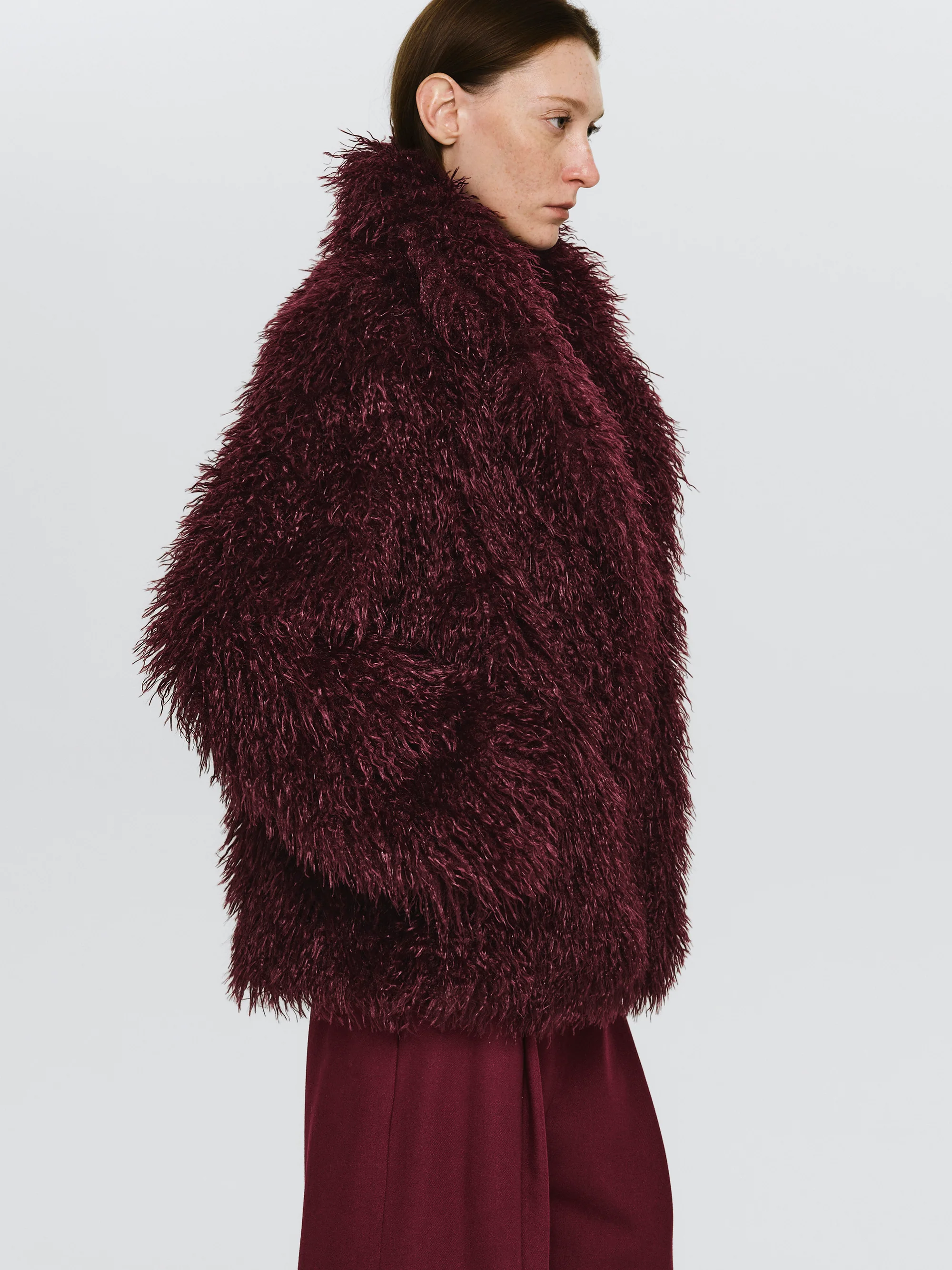Faux-Fur Coat, Plum - Image 2