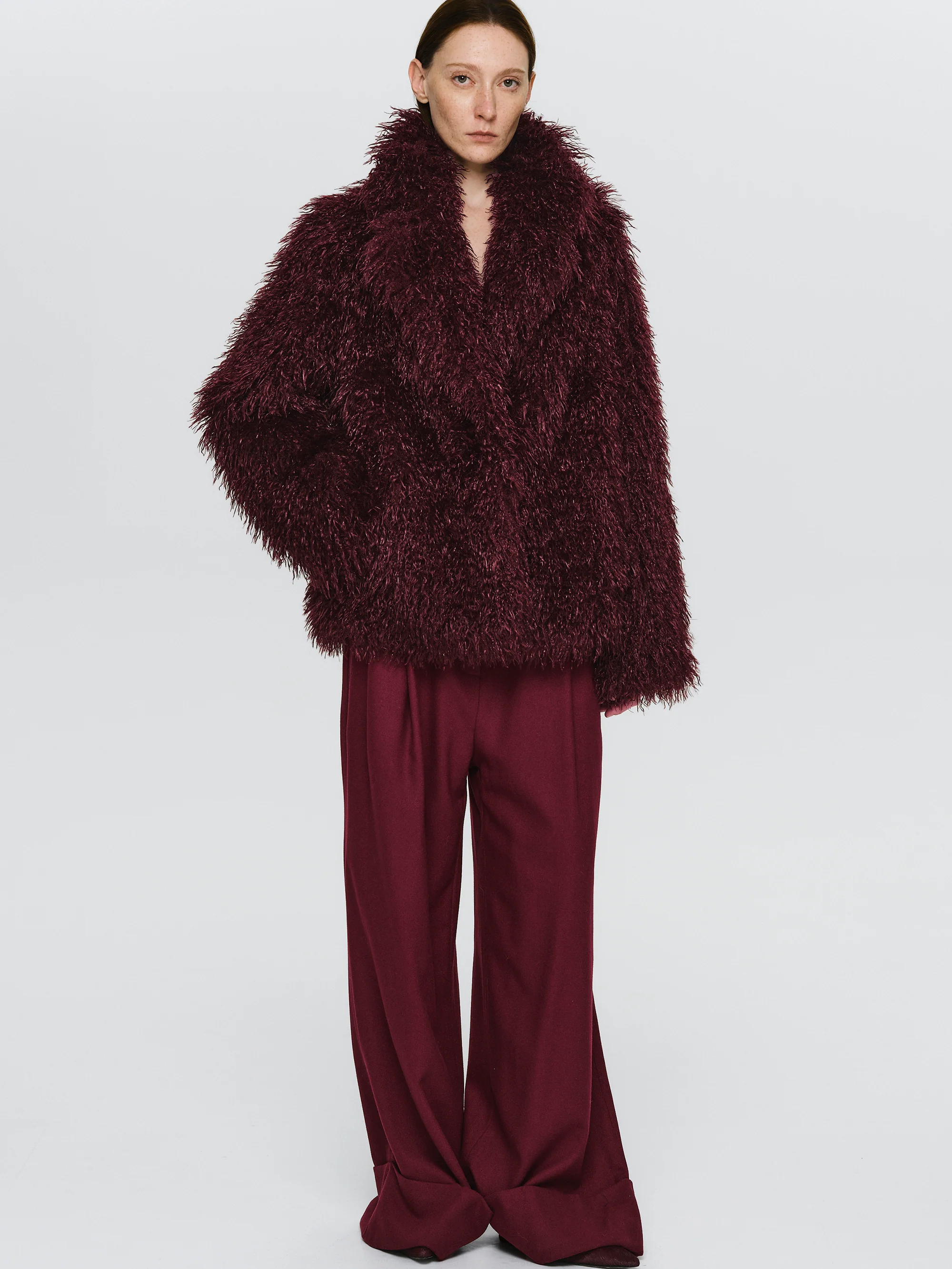 Faux-Fur Coat, Plum - Image 3